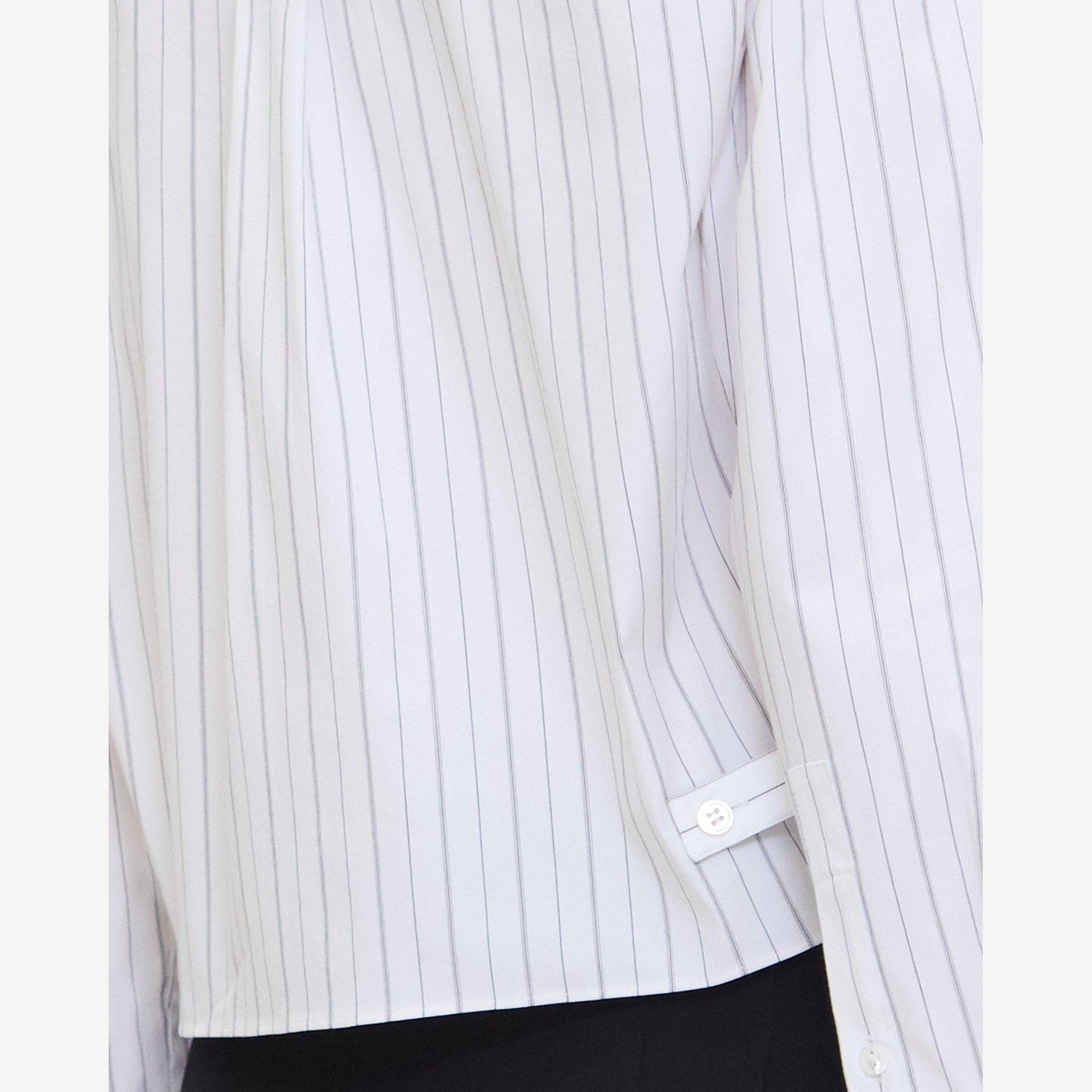 Cropped Tab Shirt in Striped Poplin
