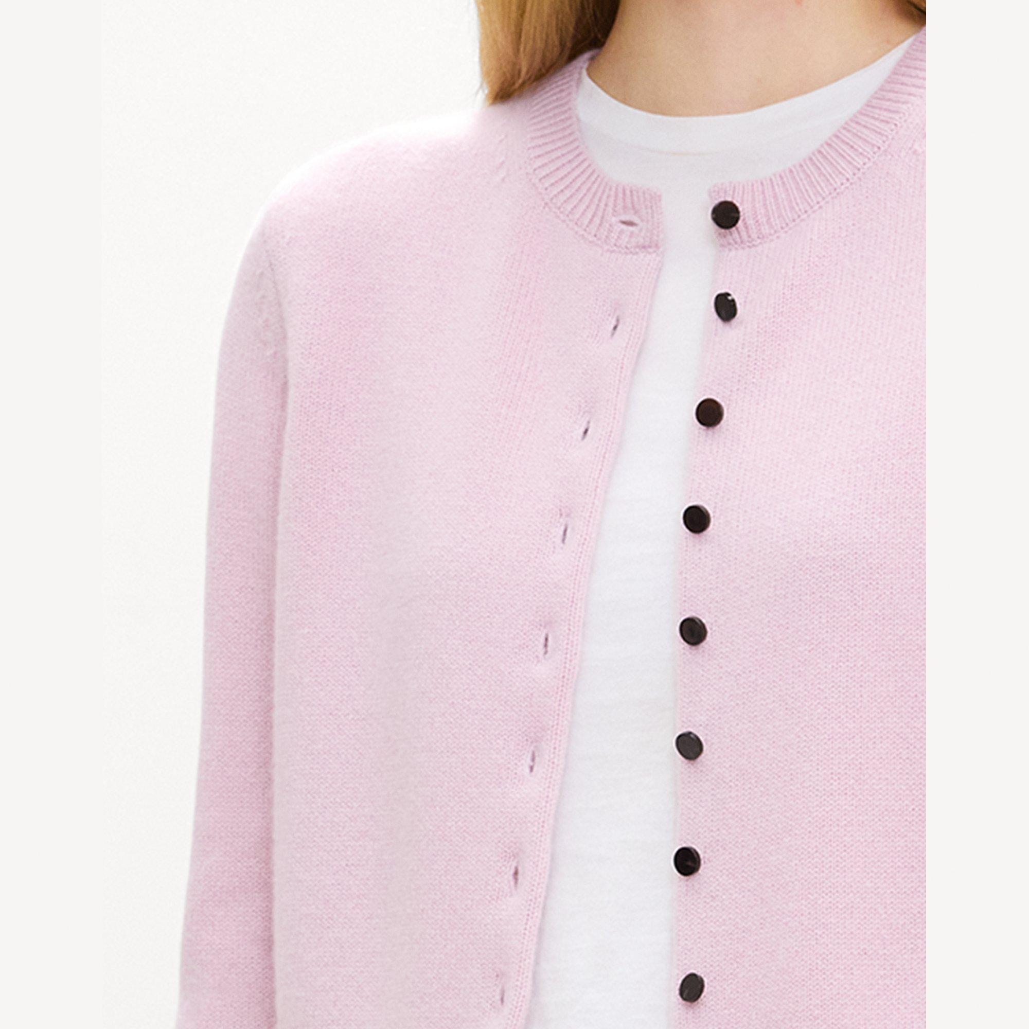Crewneck Button-Up Cardigan in Cashmere