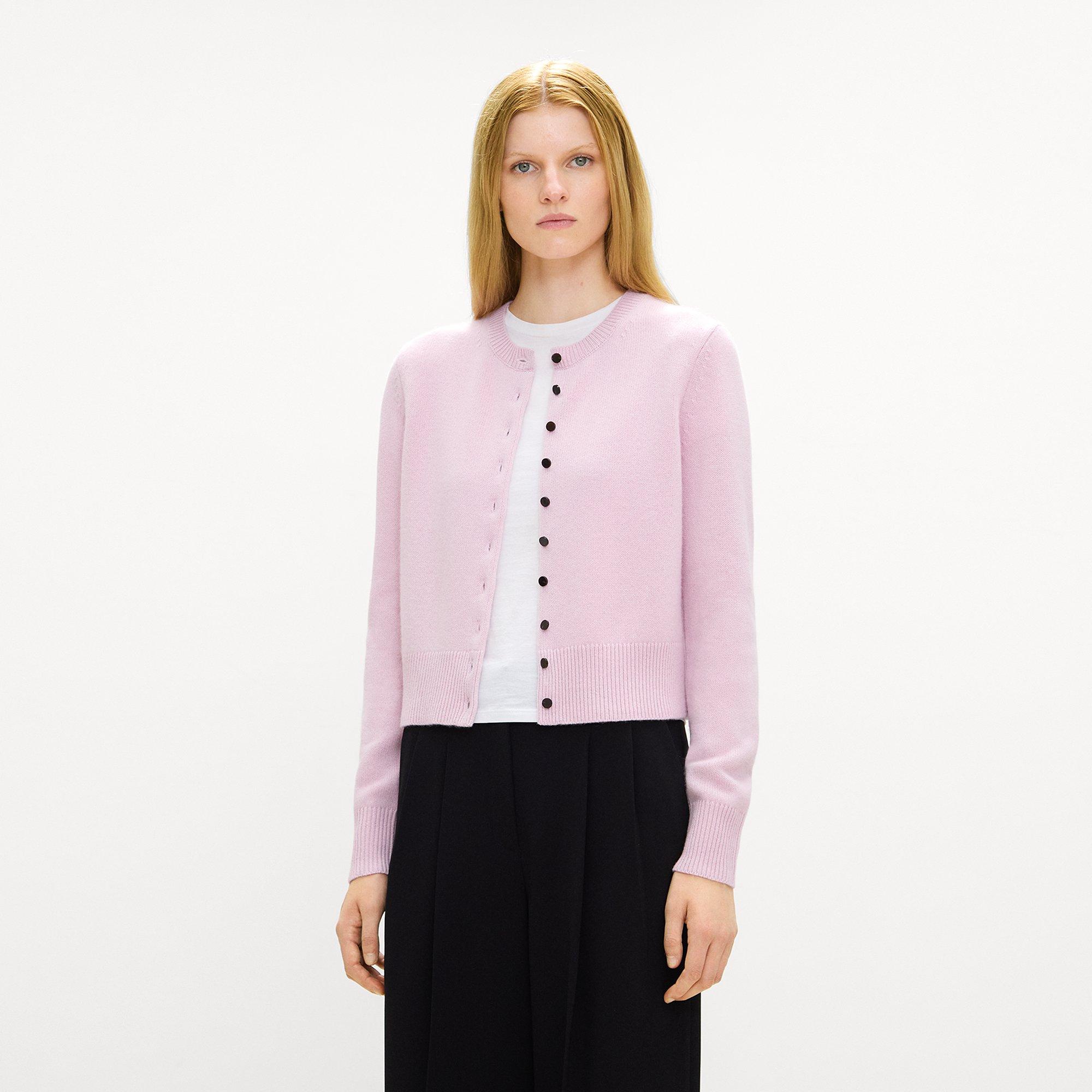 Crewneck Button-Up Cardigan in Cashmere