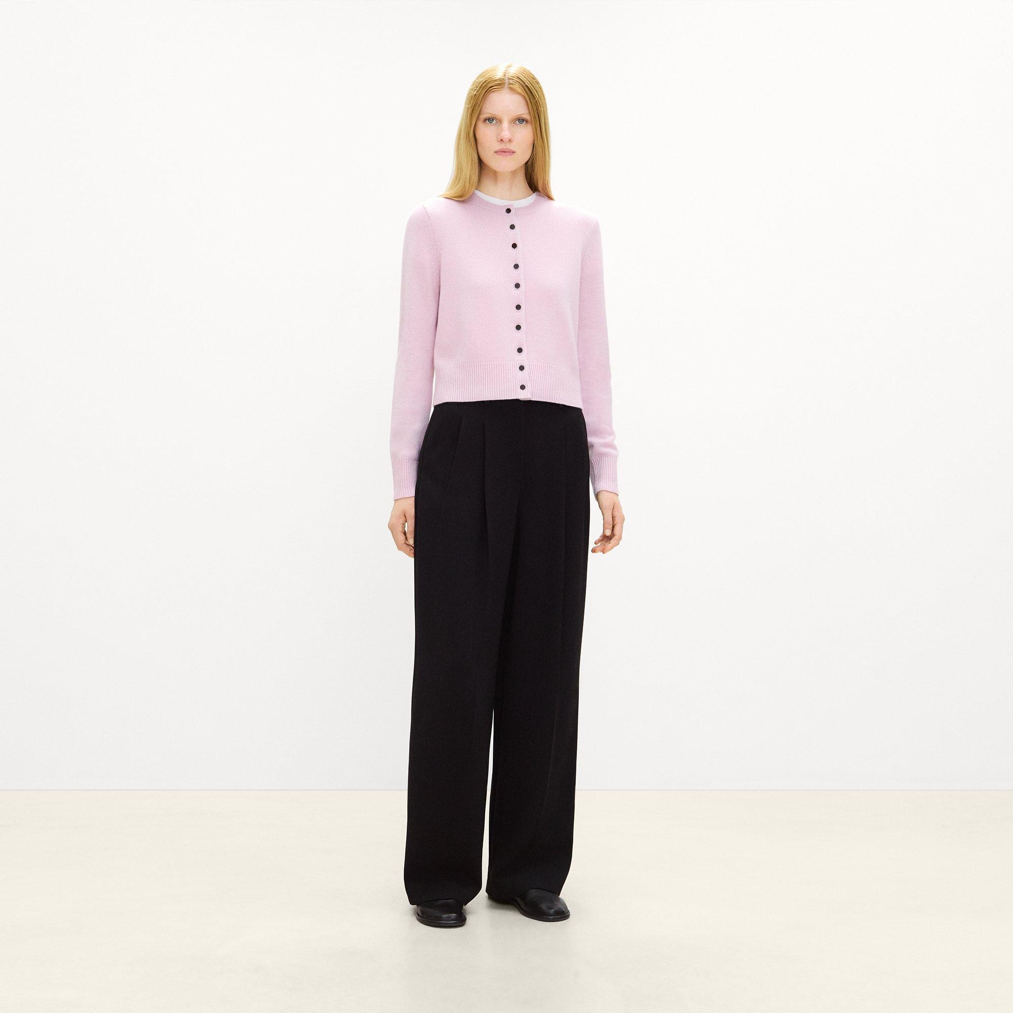Crewneck Button-Up Cardigan in Cashmere
