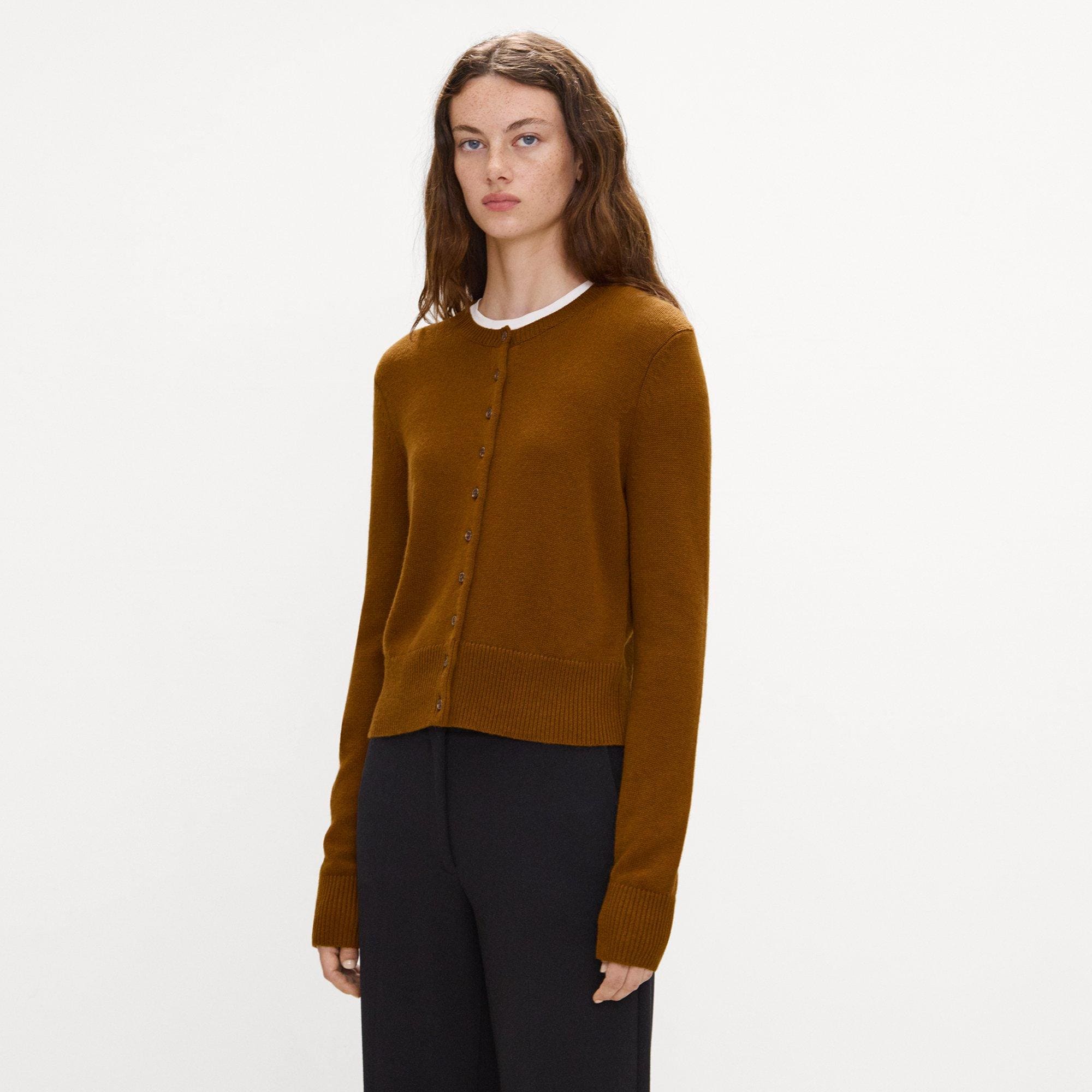 Crewneck Button-Up Cardigan in Cashmere