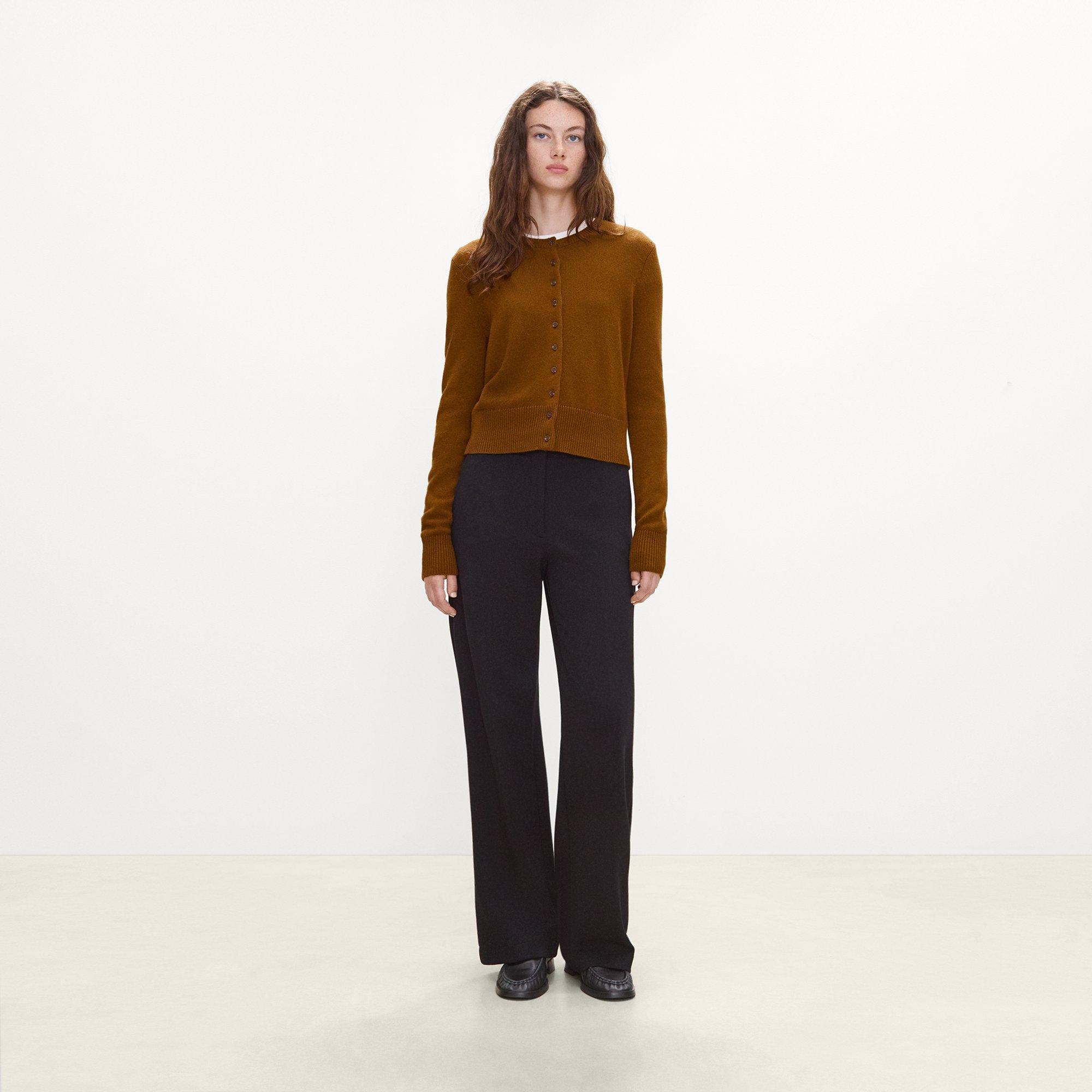 Crewneck Button-Up Cardigan in Cashmere