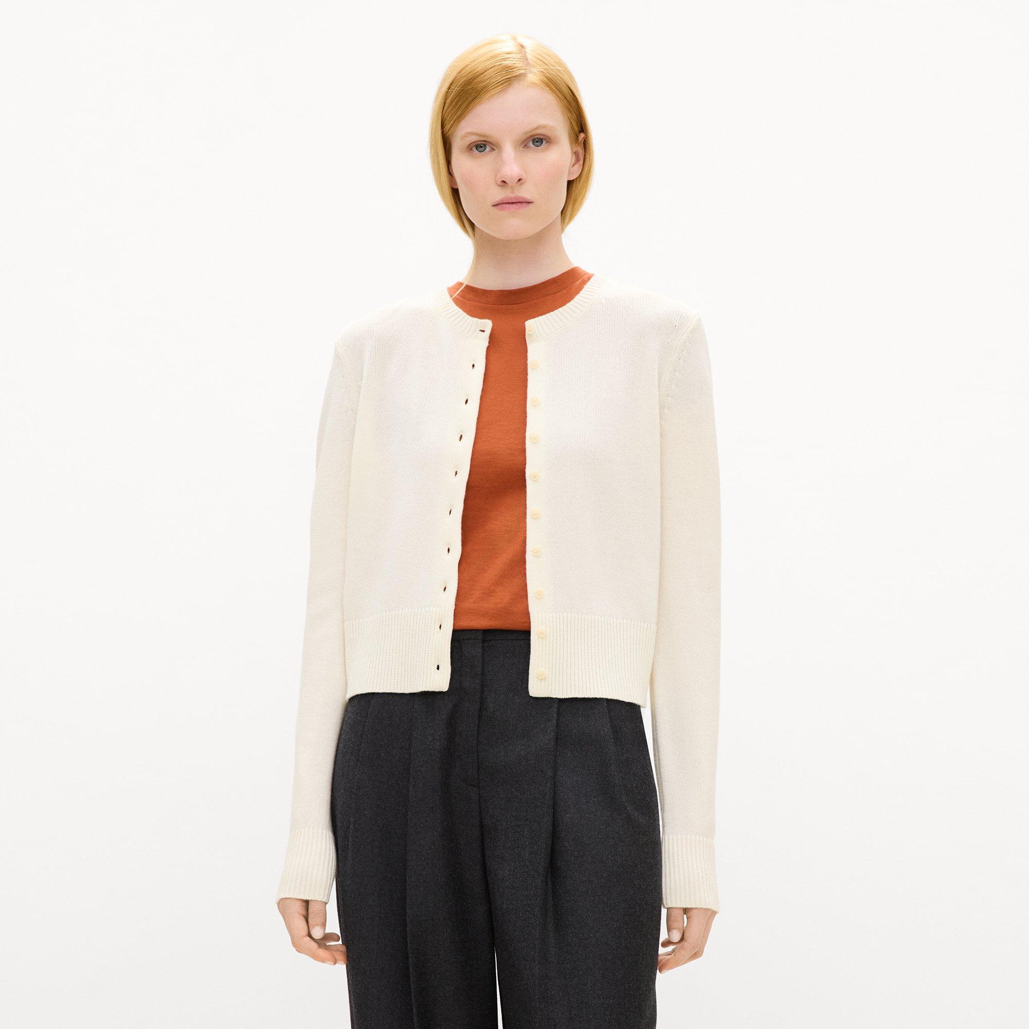 Crewneck Button-Up Cardigan in Cashmere