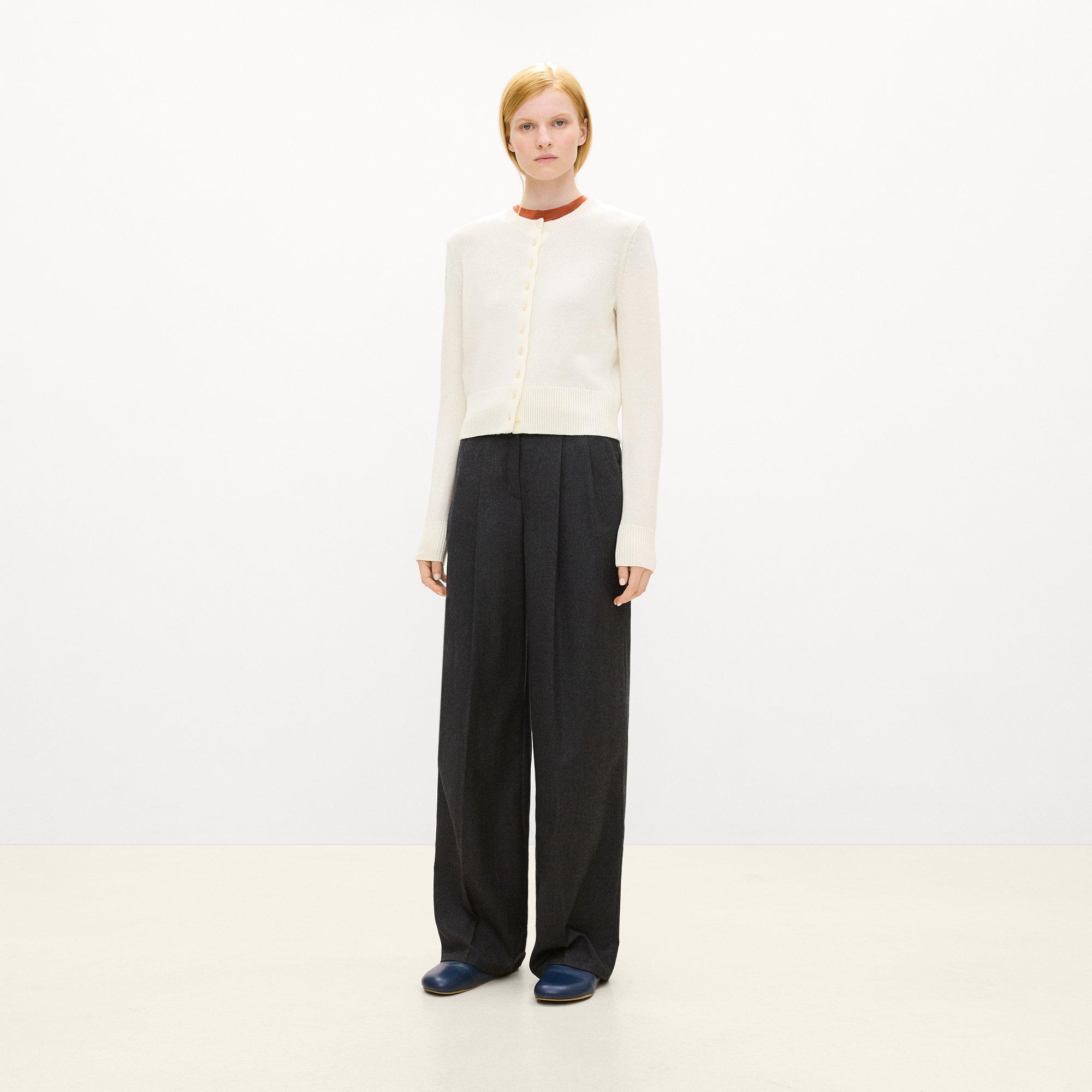 Crewneck Button-Up Cardigan in Cashmere