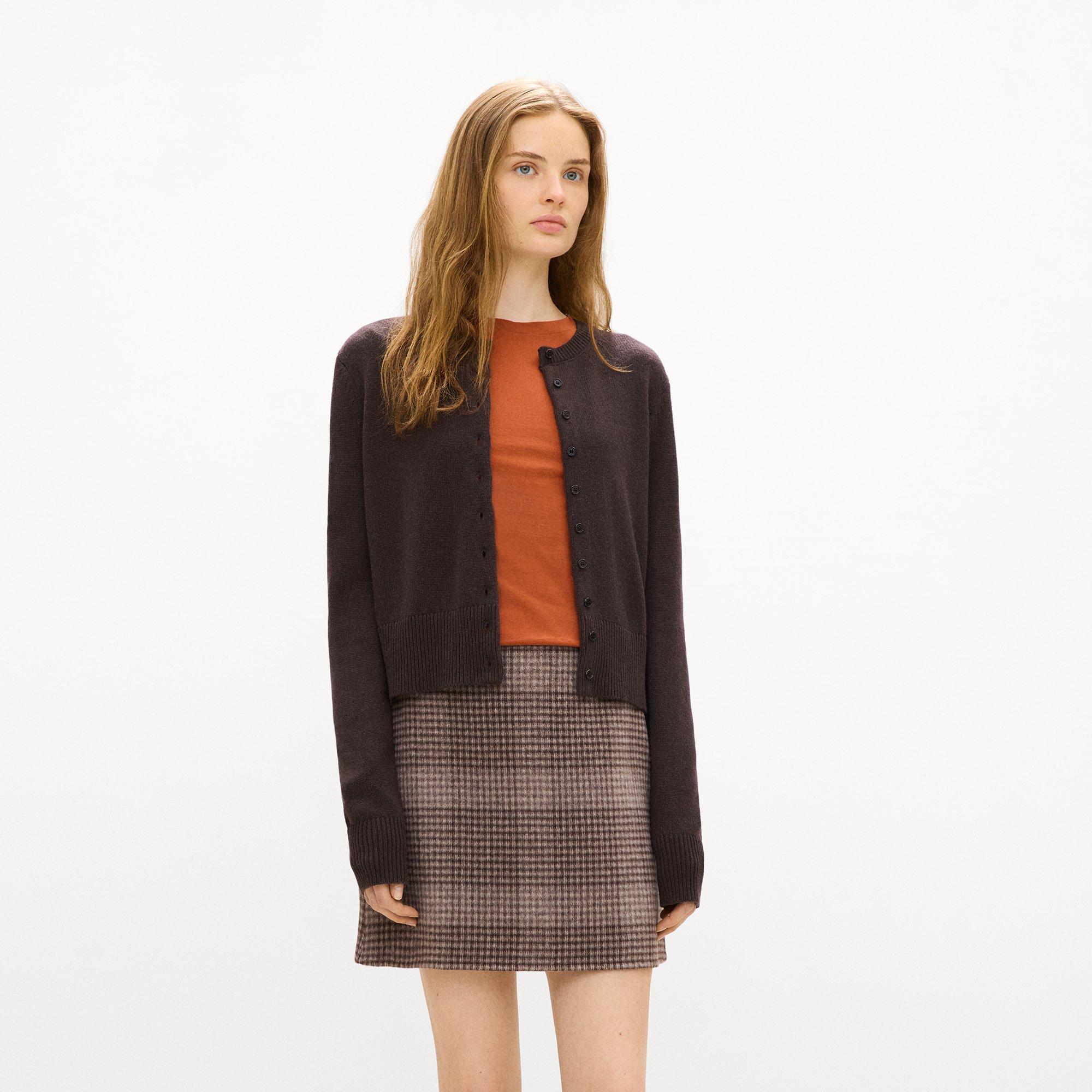 Crewneck Button-Up Cardigan in Cashmere