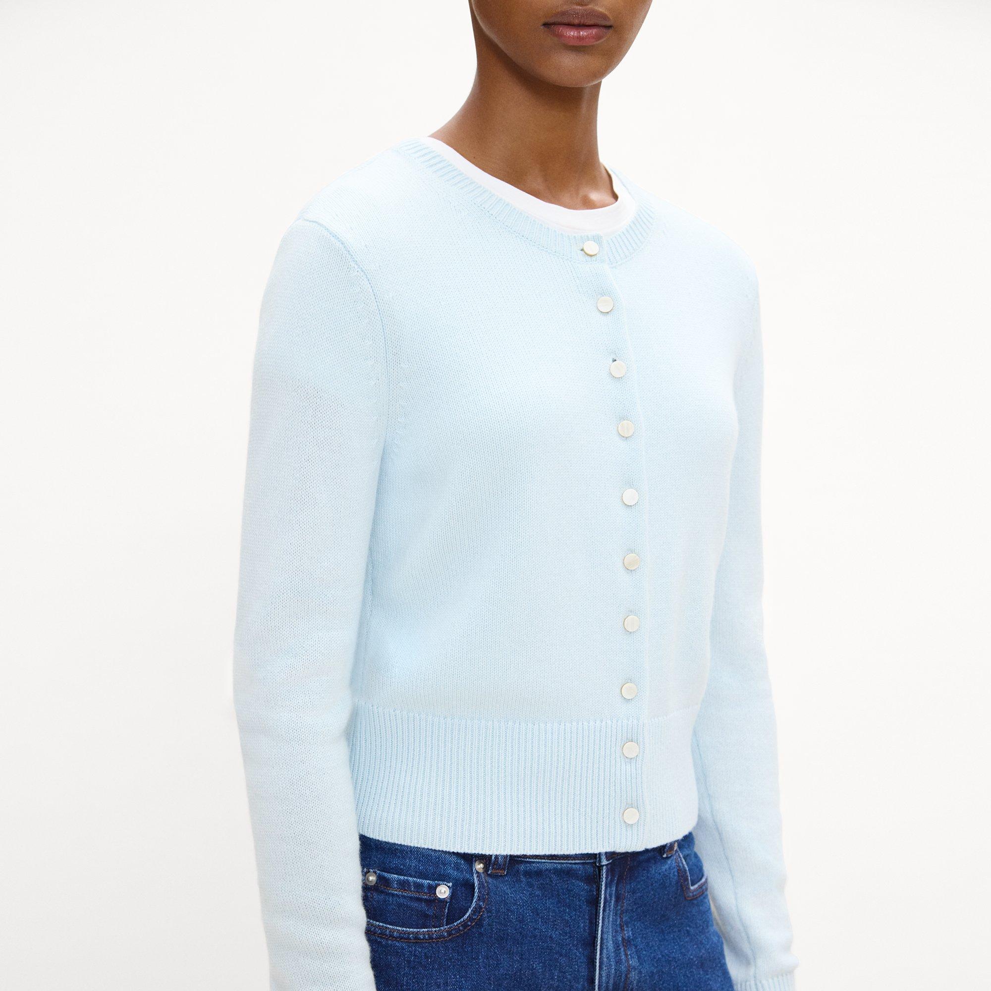 Crewneck Button-Up Cardigan in Cashmere