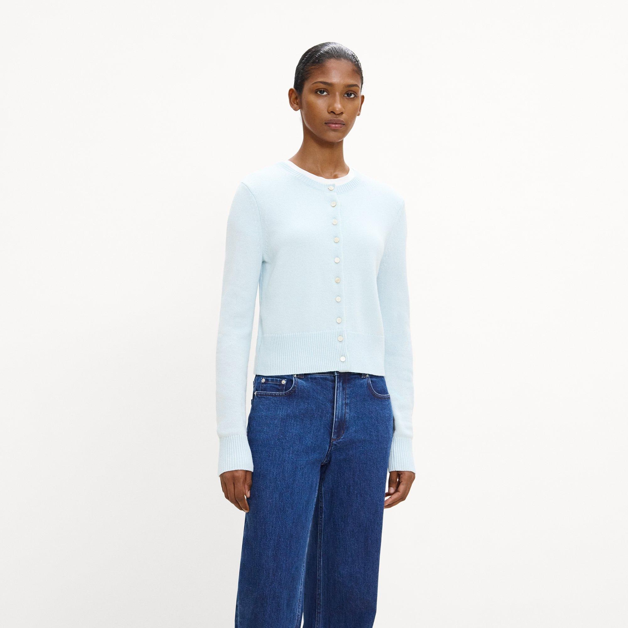 Crewneck Button-Up Cardigan in Cashmere