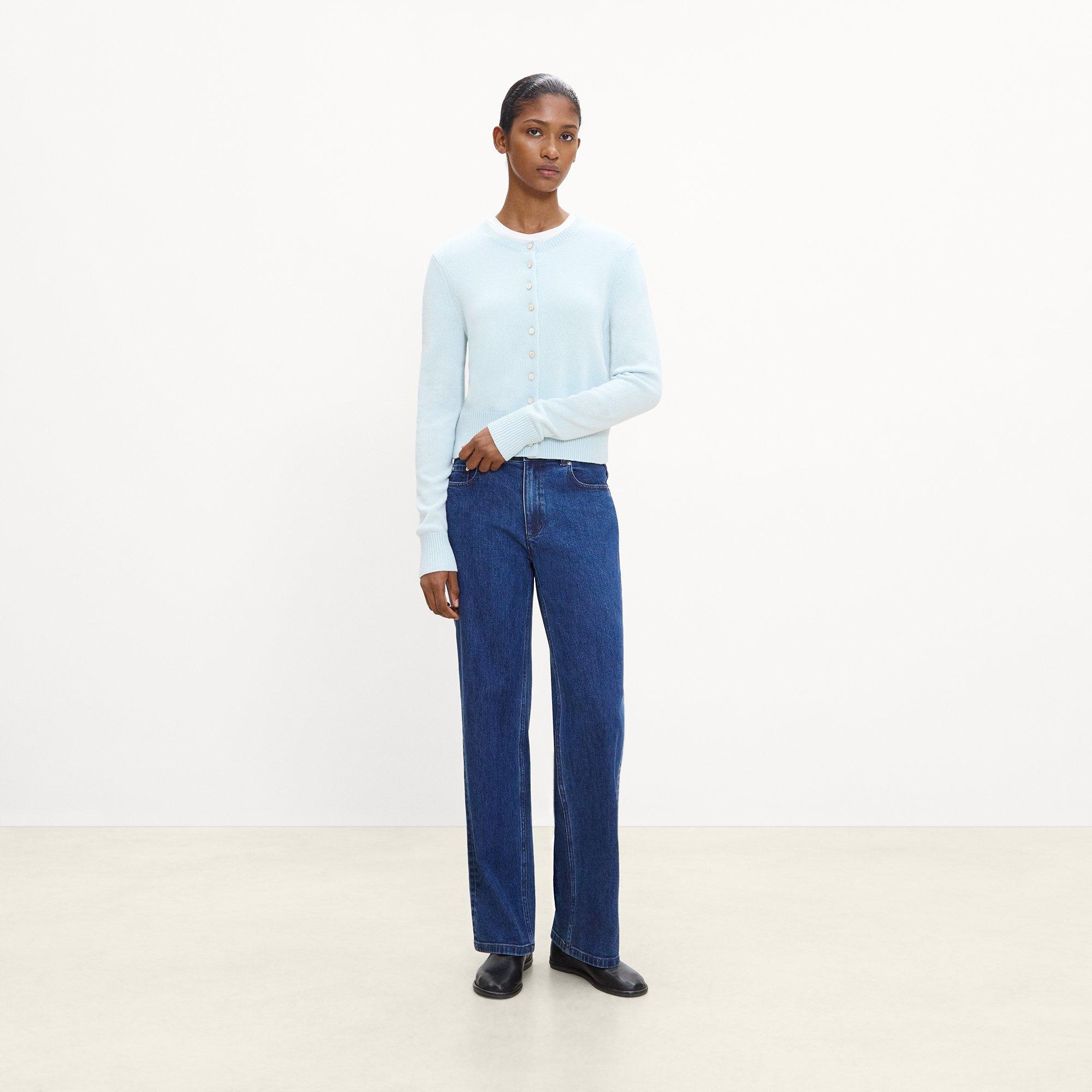 Crewneck Button-Up Cardigan in Cashmere