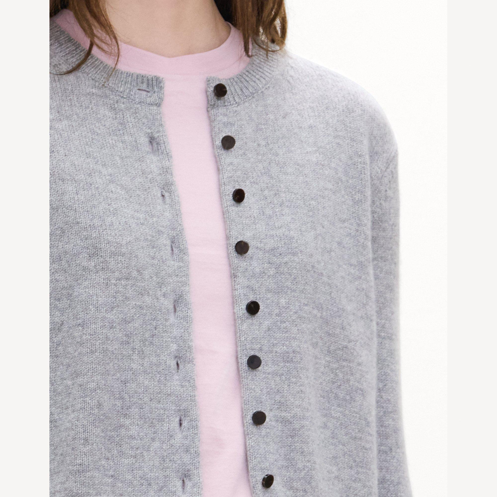 Crewneck Button-Up Cardigan in Cashmere