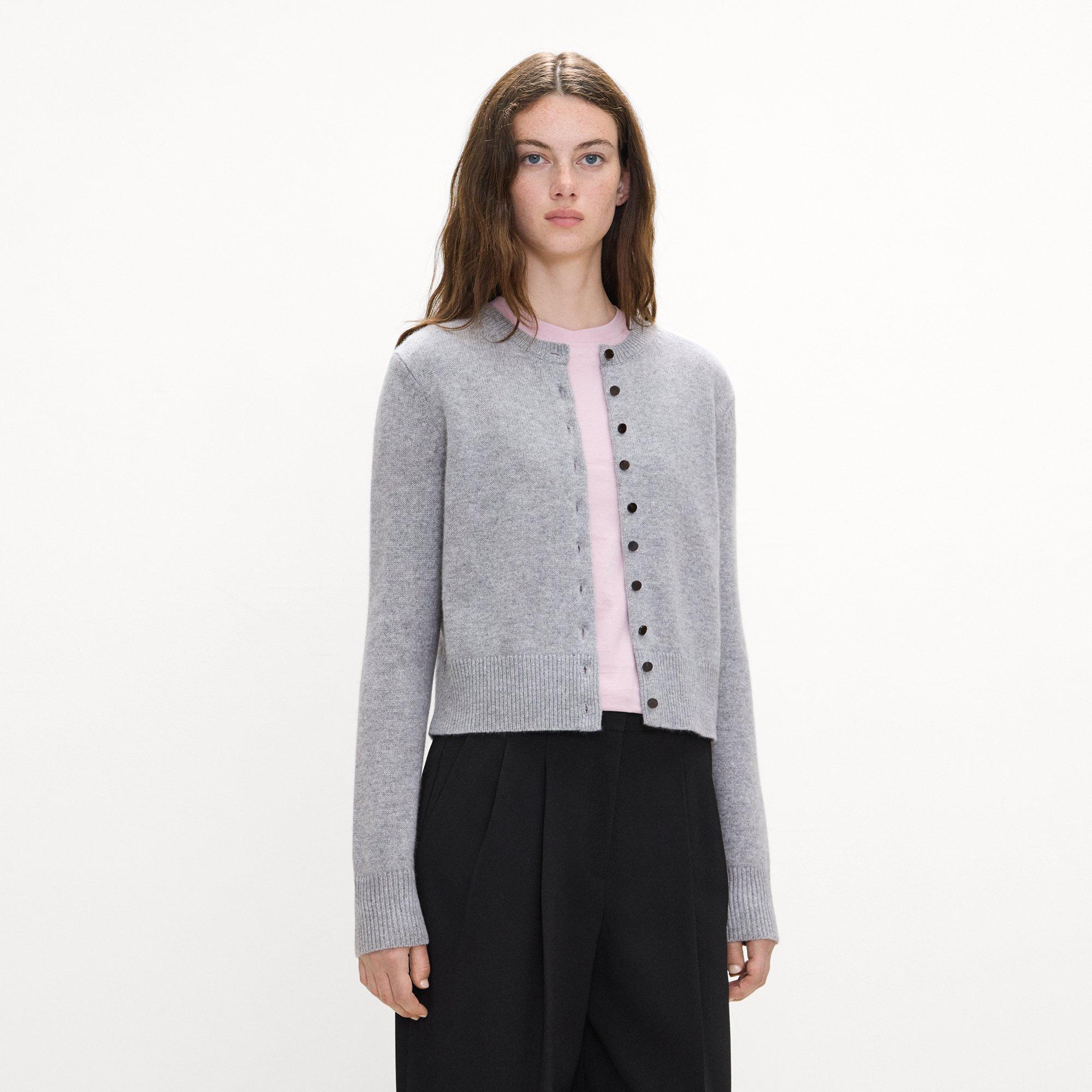 Crewneck Button-Up Cardigan in Cashmere