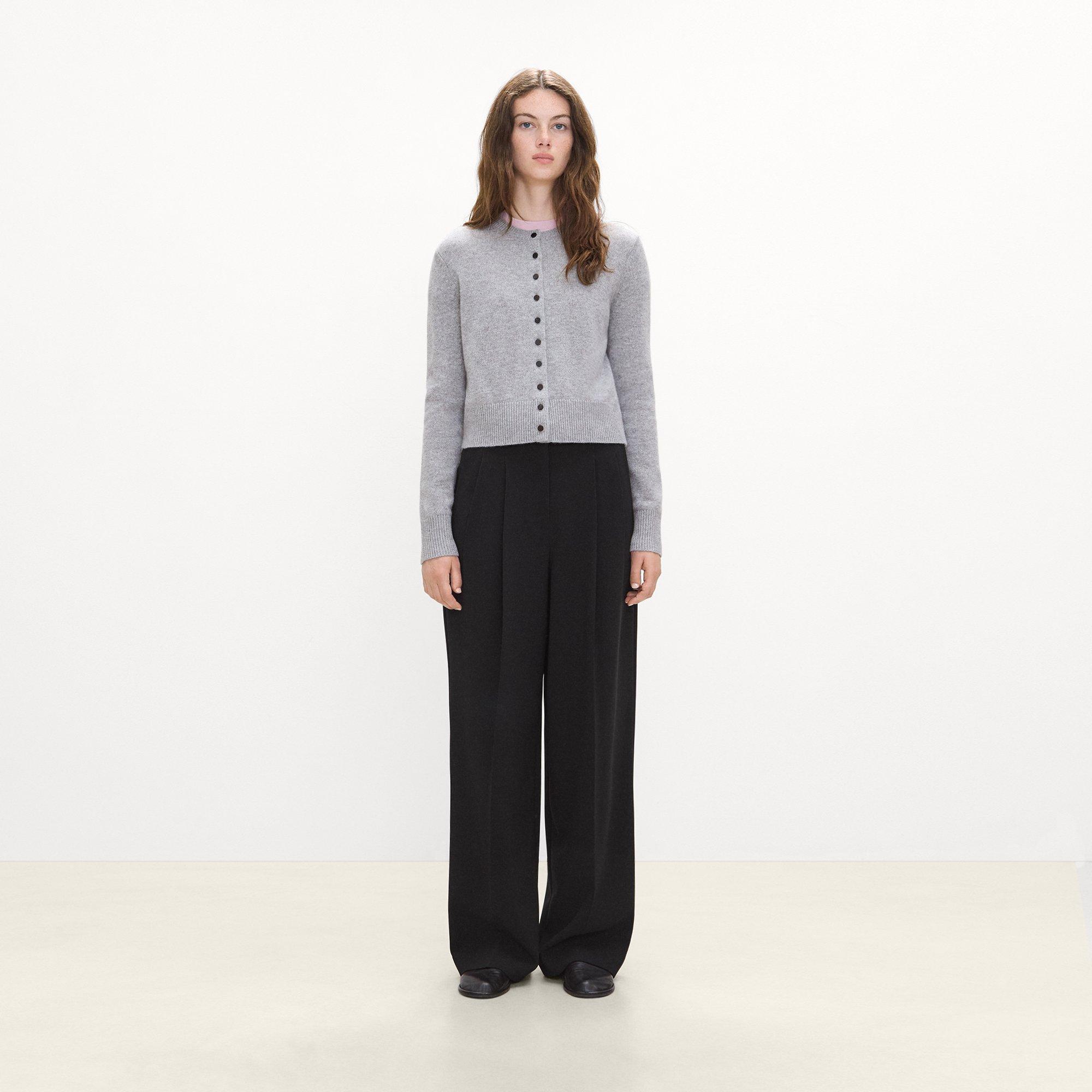 Crewneck Button-Up Cardigan in Cashmere