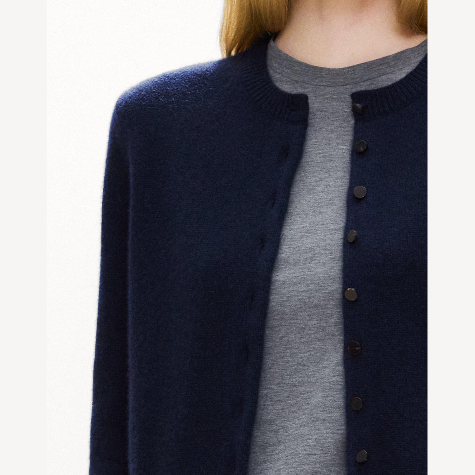 Crewneck Button-Up Cardigan in Cashmere