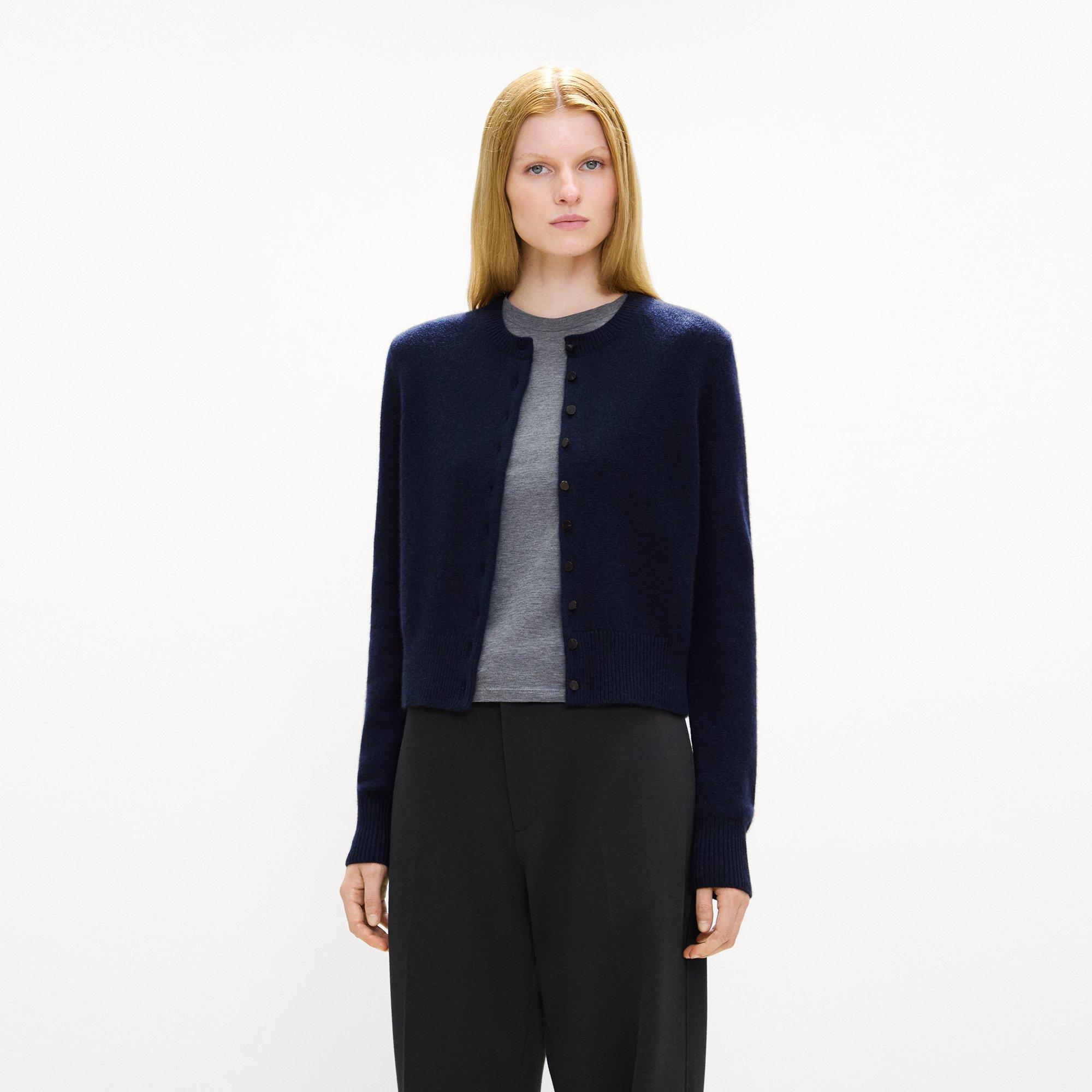 Crewneck Button-Up Cardigan in Cashmere