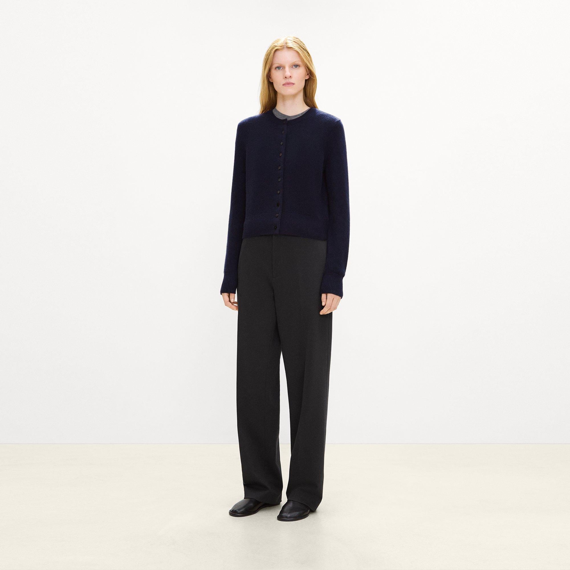 Crewneck Button-Up Cardigan in Cashmere