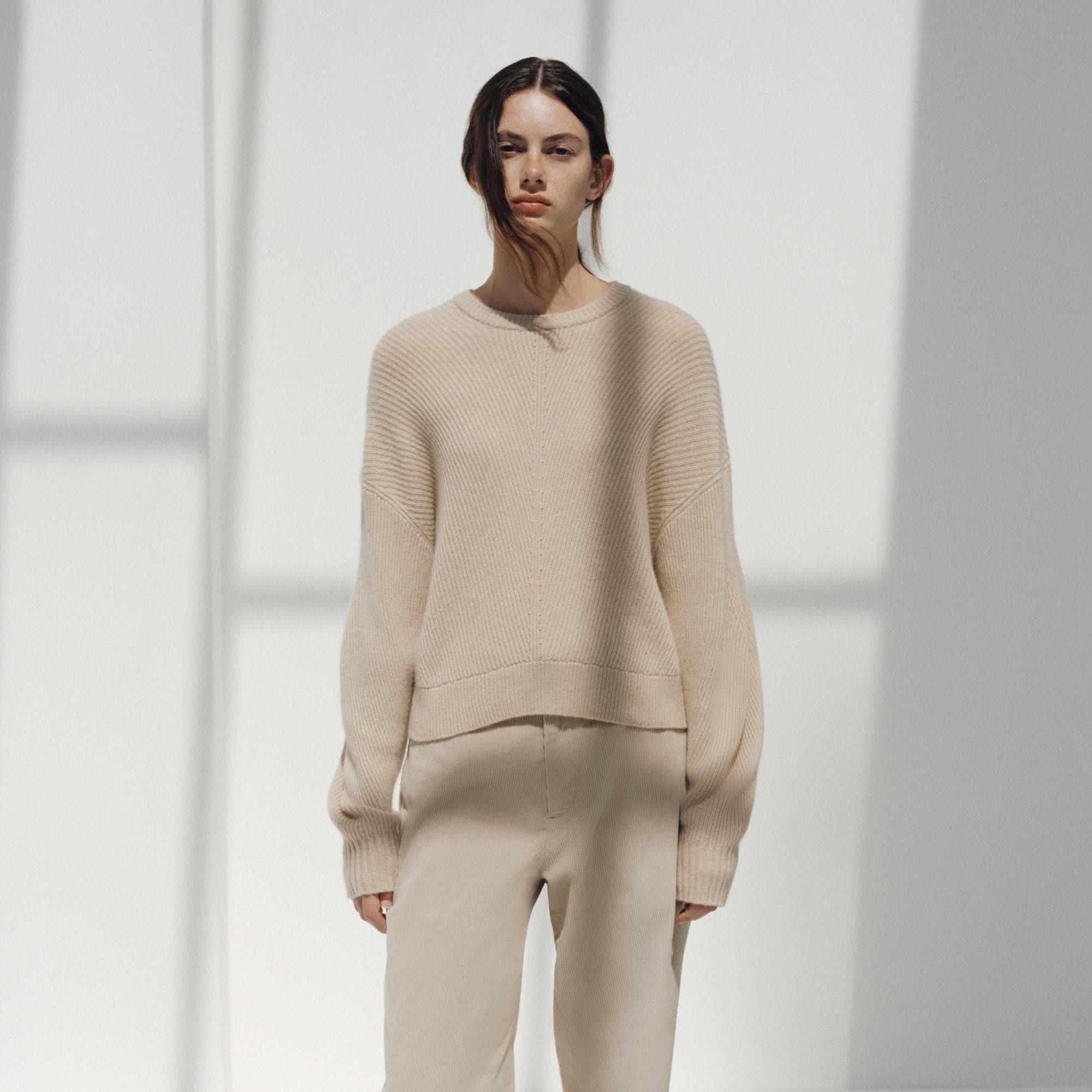 Textured Crewneck Sweater in Cashmere