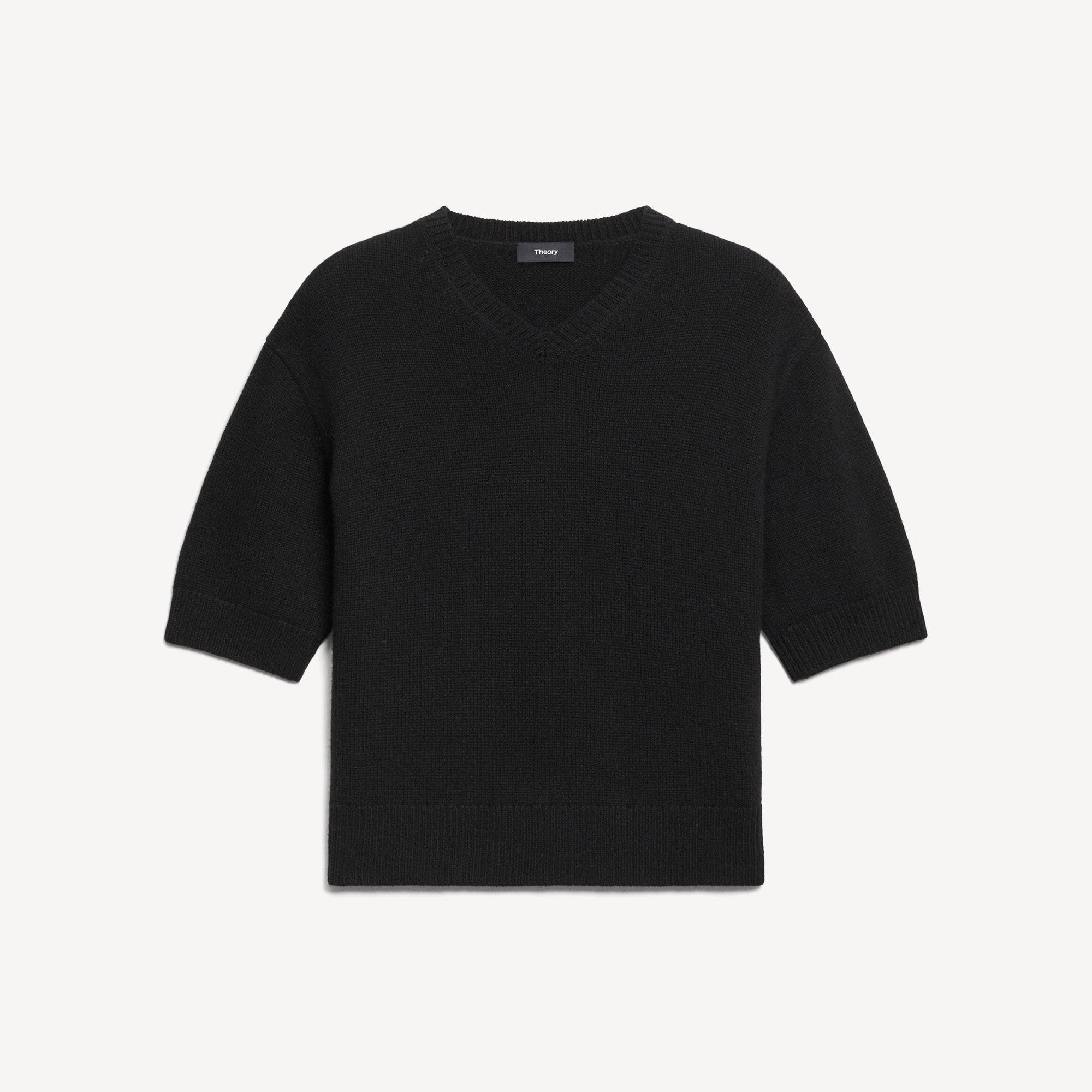 Cropped V-Neck Tee in Cashmere