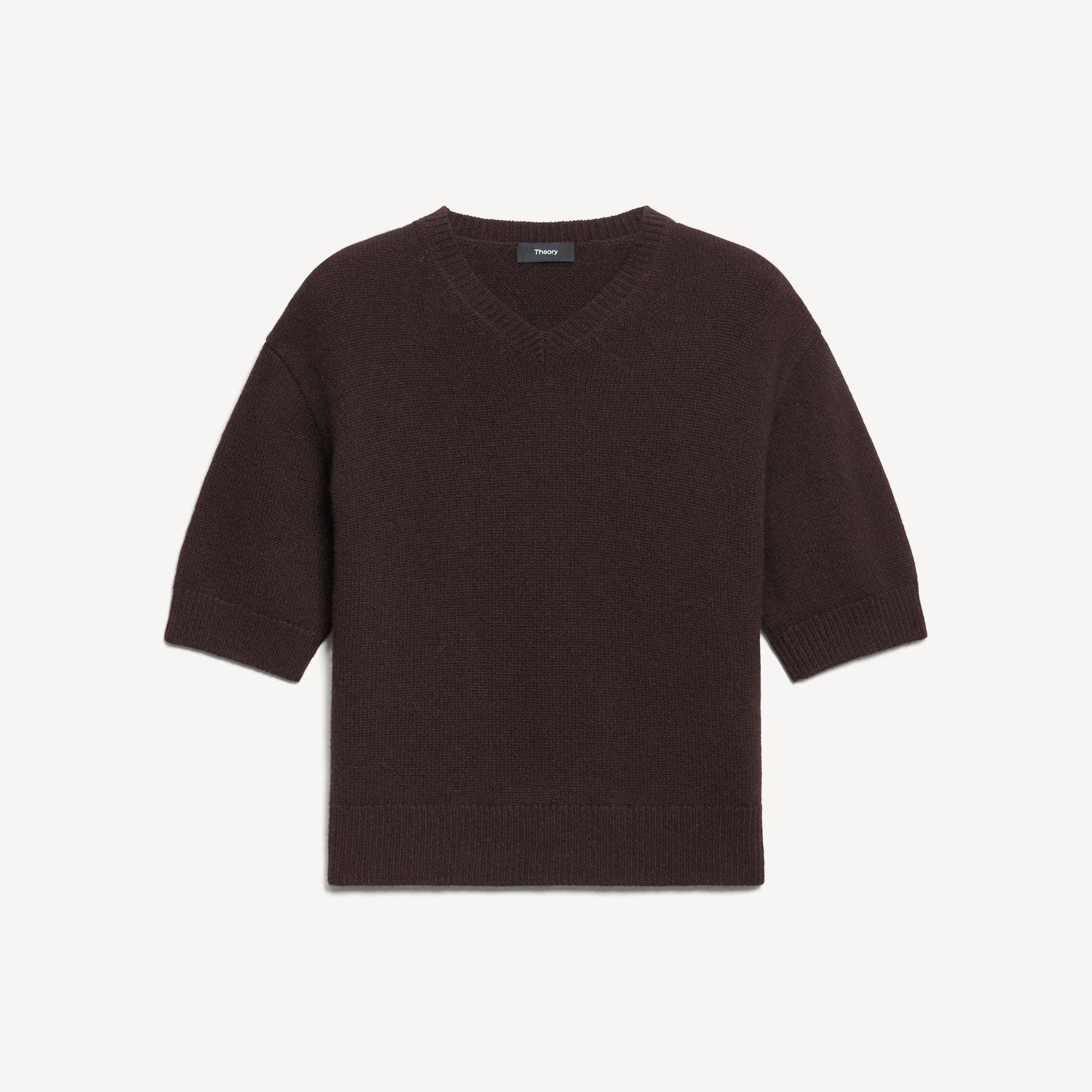Cropped V-Neck Tee in Cashmere