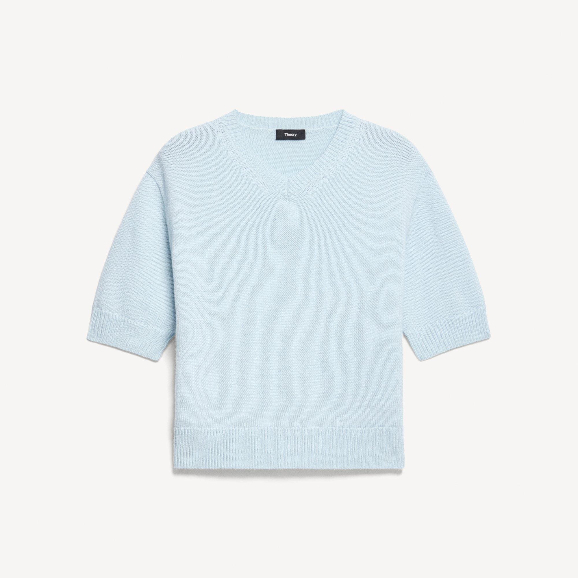 Cropped V-Neck Tee in Cashmere