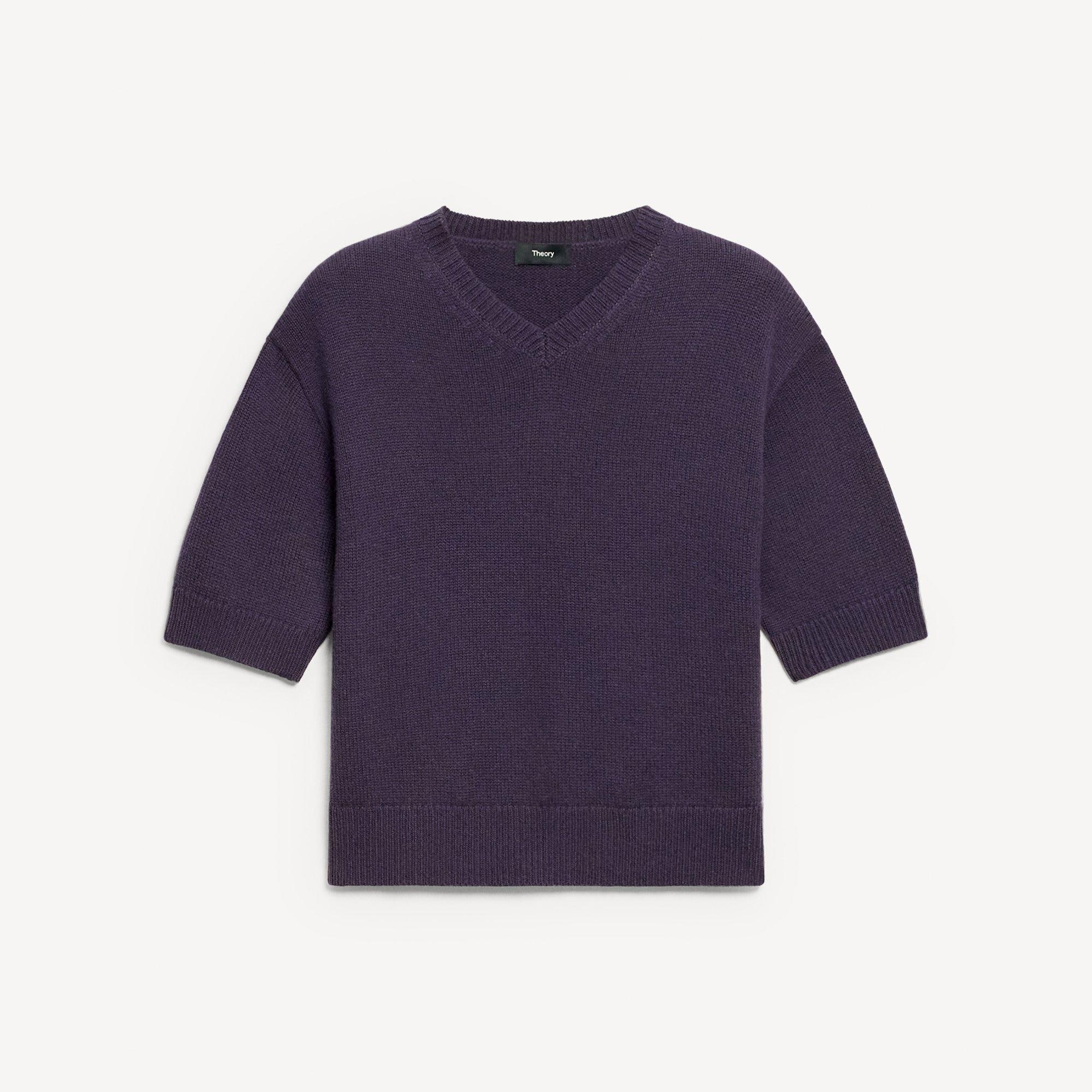 Cropped V-Neck Tee in Cashmere