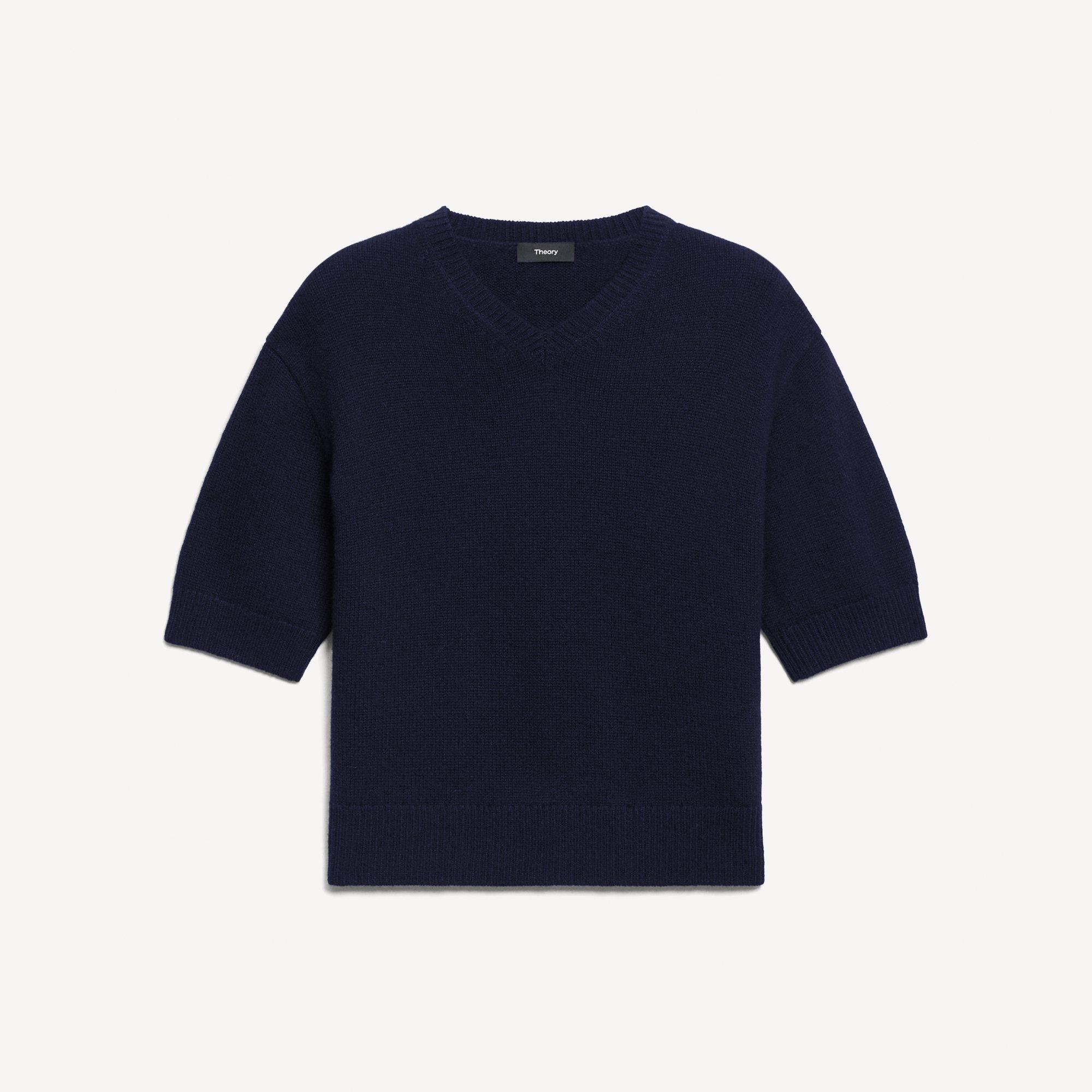 Cropped V-Neck Tee in Cashmere