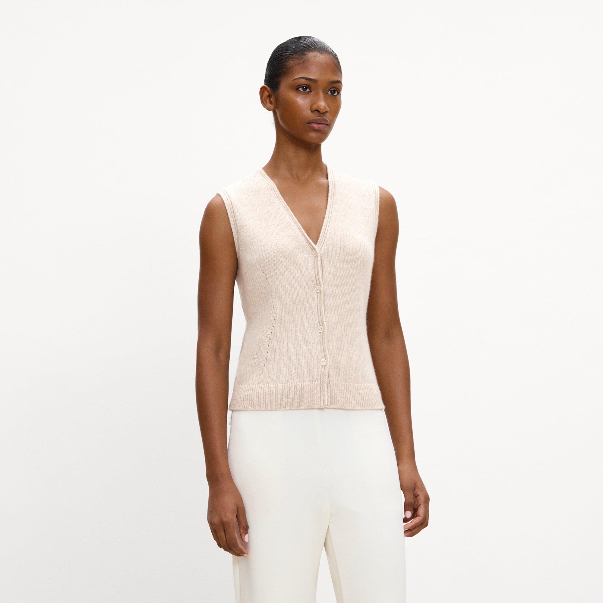 Pointelle Vest in Cashmere