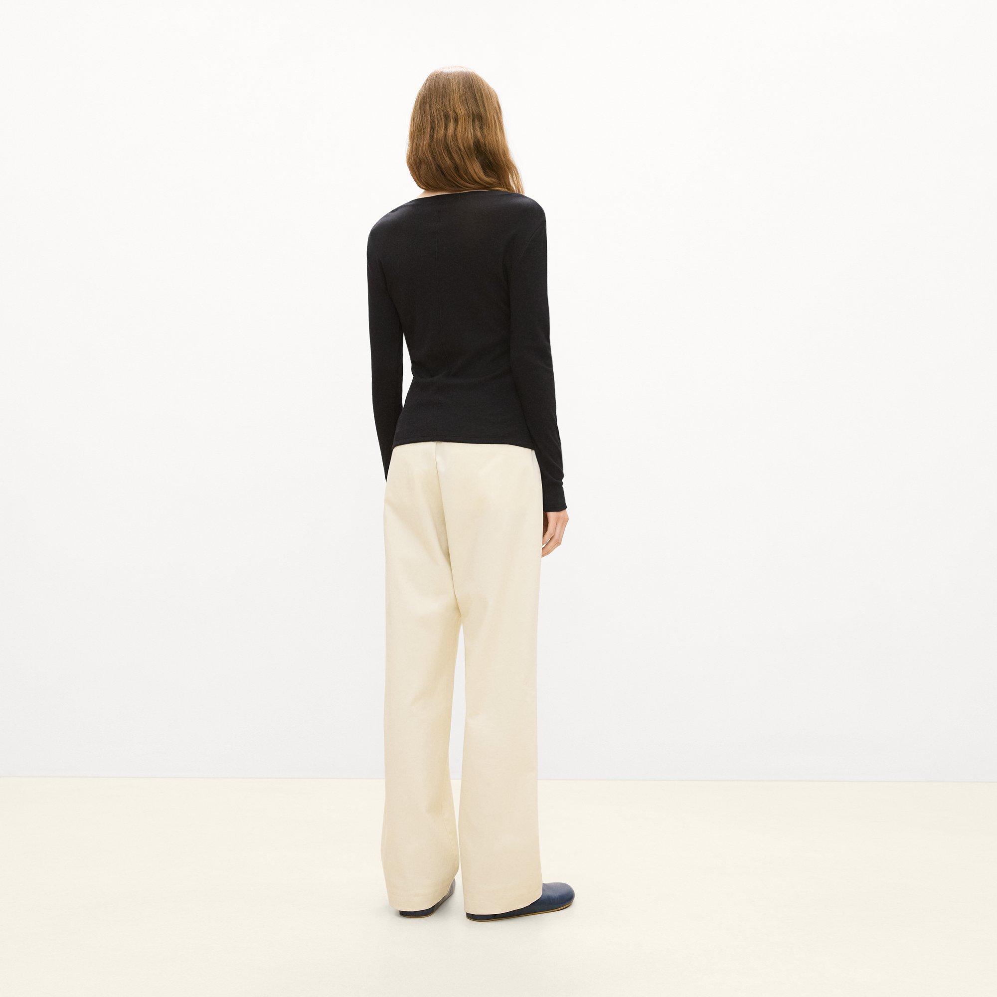 Long-Sleeve Henley Tee in Soft Rib