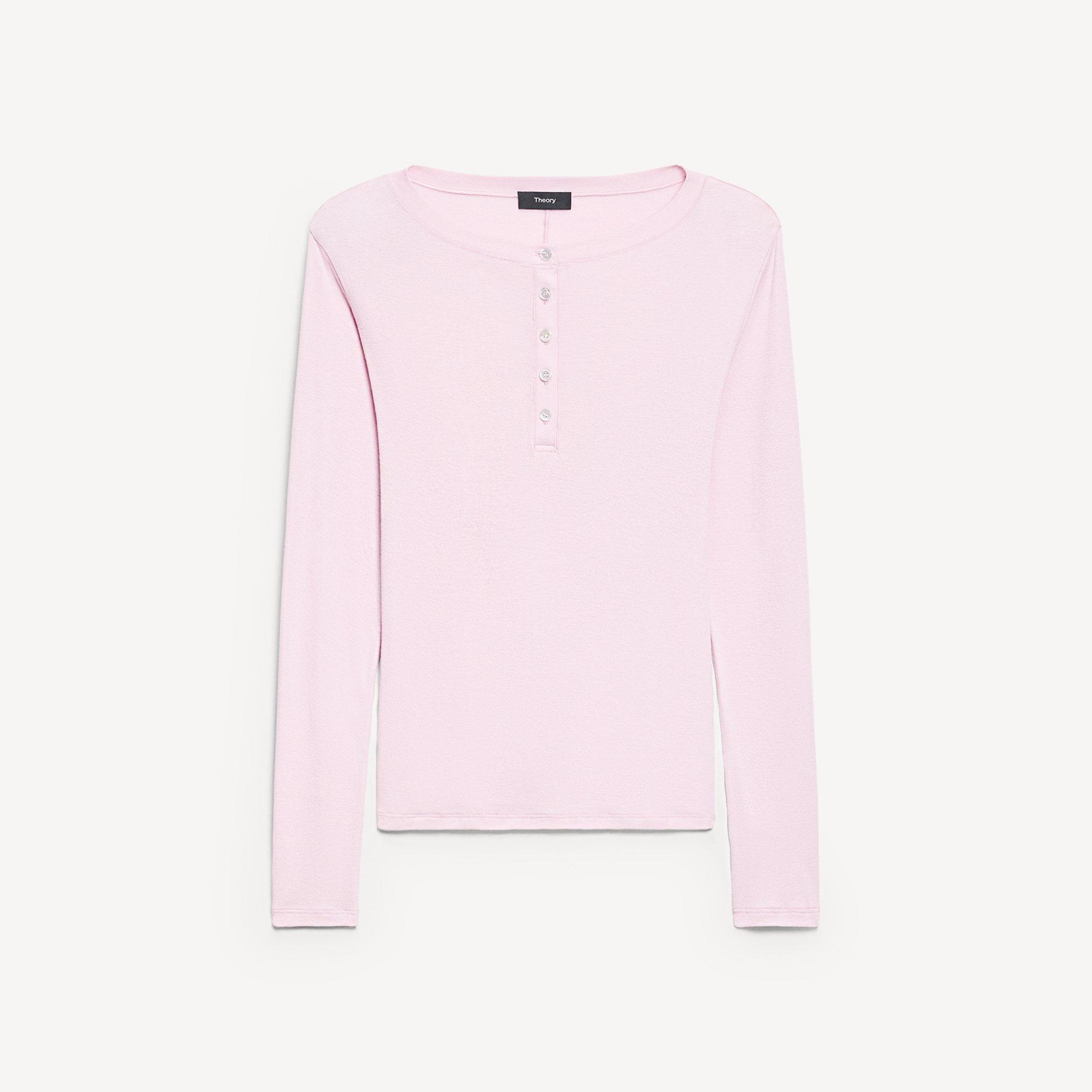 Long-Sleeve Henley Tee in Soft Rib