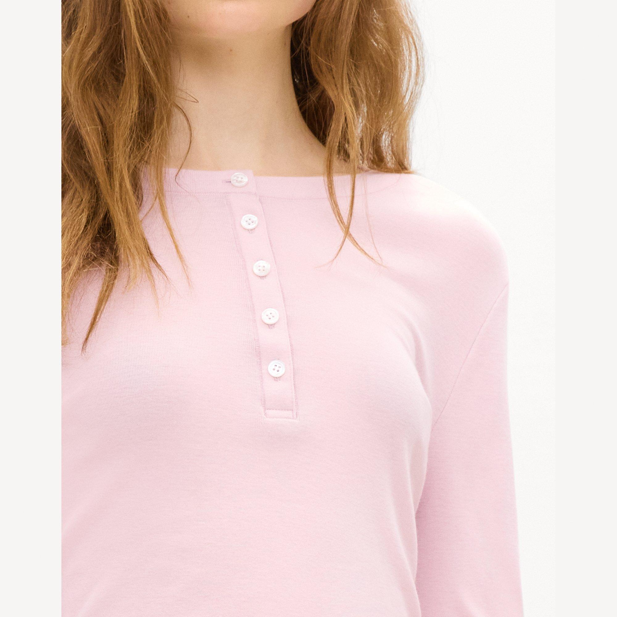 Long-Sleeve Henley Tee in Soft Rib