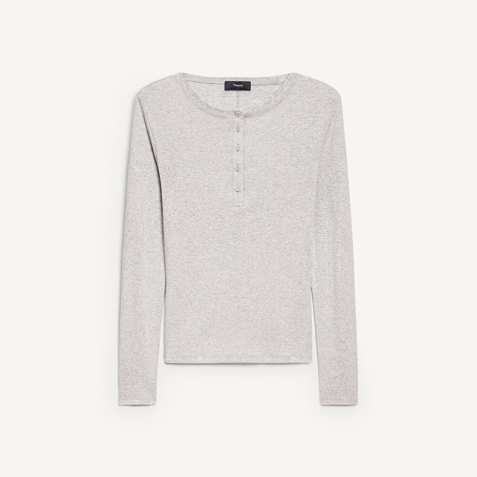 Long-Sleeve Henley Tee in Soft Rib