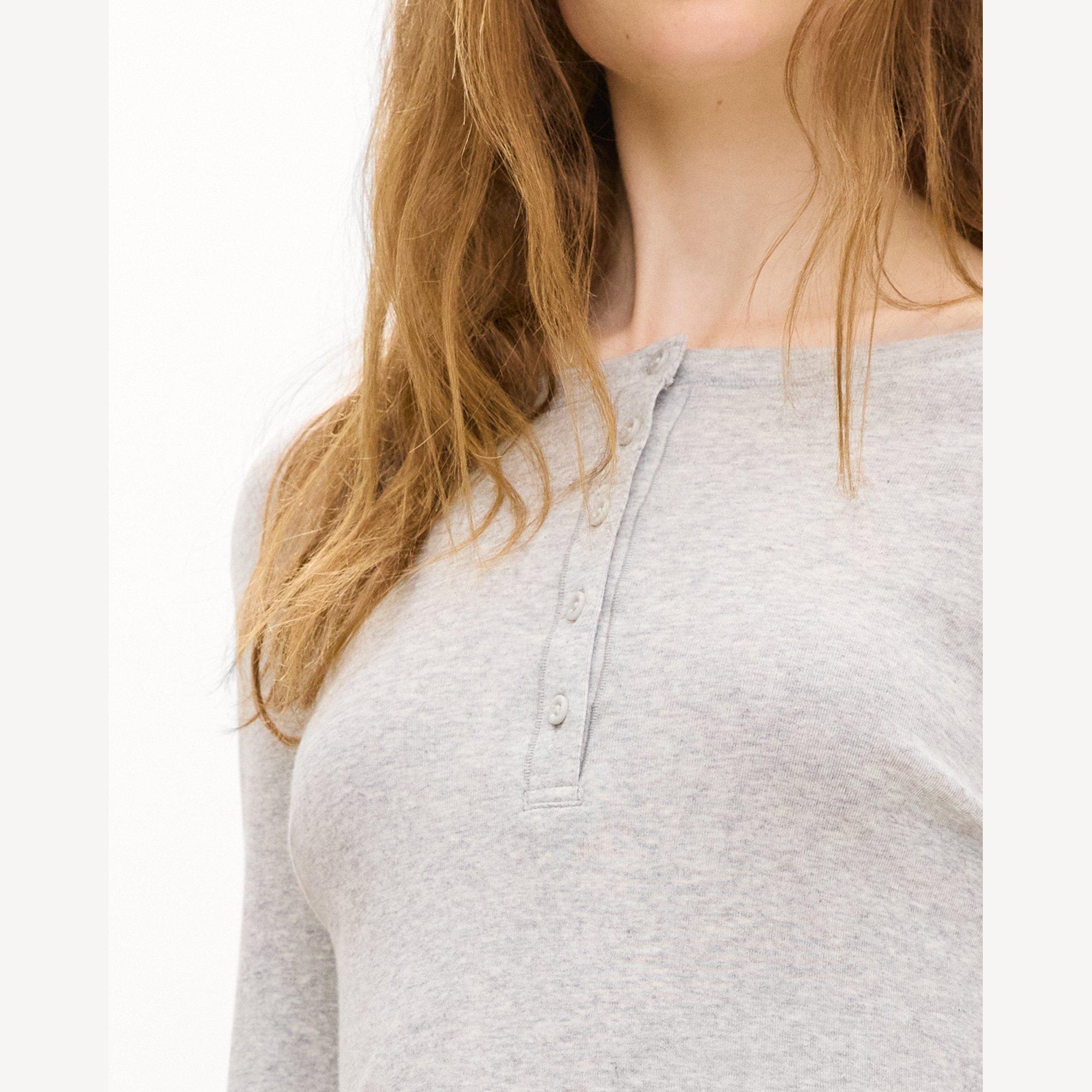 Long-Sleeve Henley Tee in Soft Rib