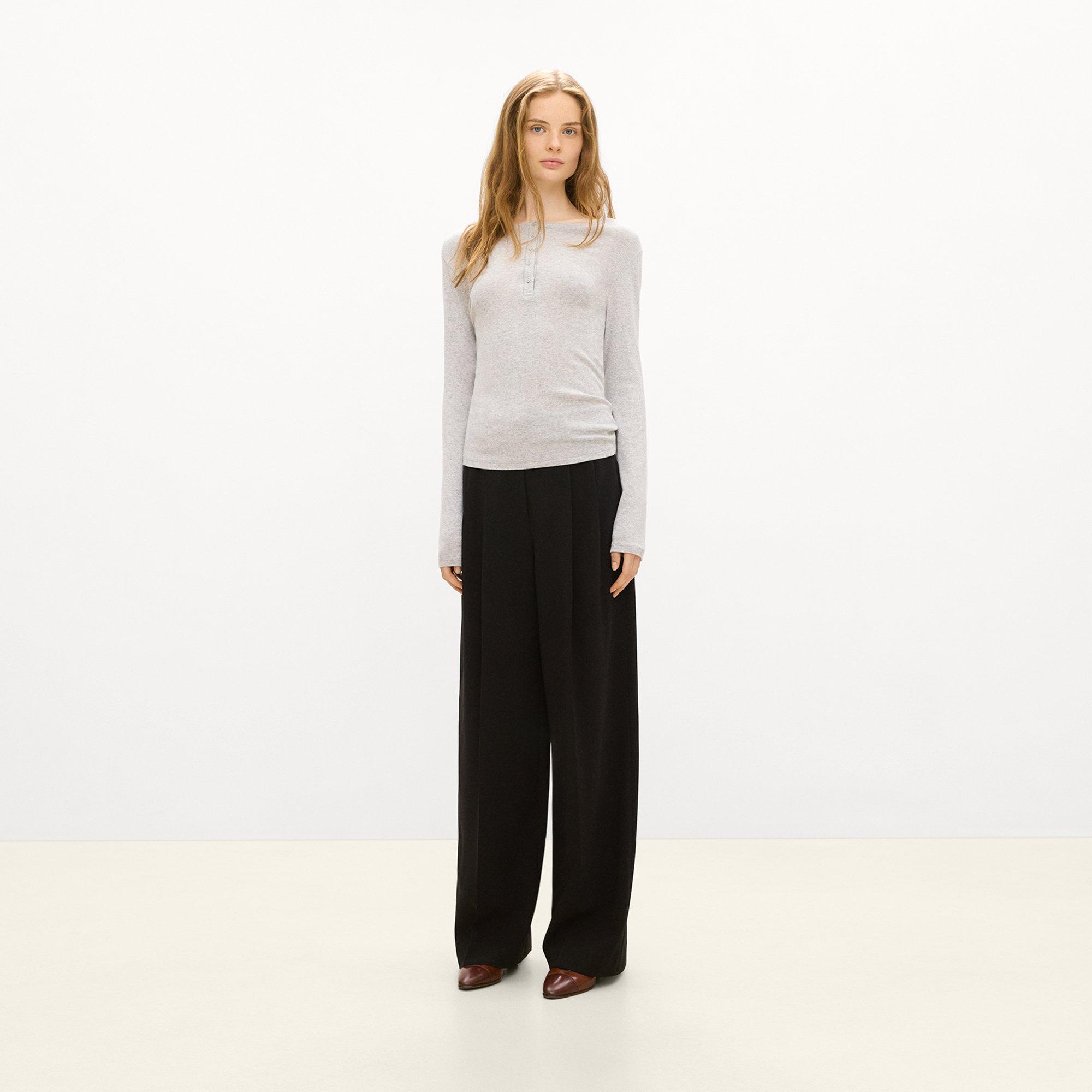 Long-Sleeve Henley Tee in Soft Rib