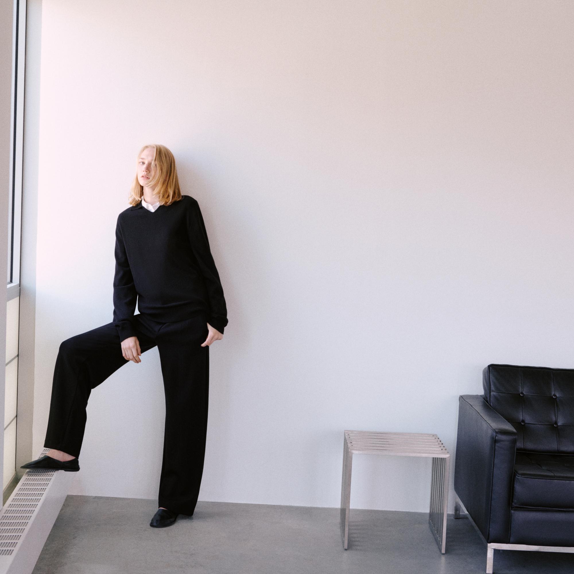 Relaxed Straight Pant in Double-Knit Jersey