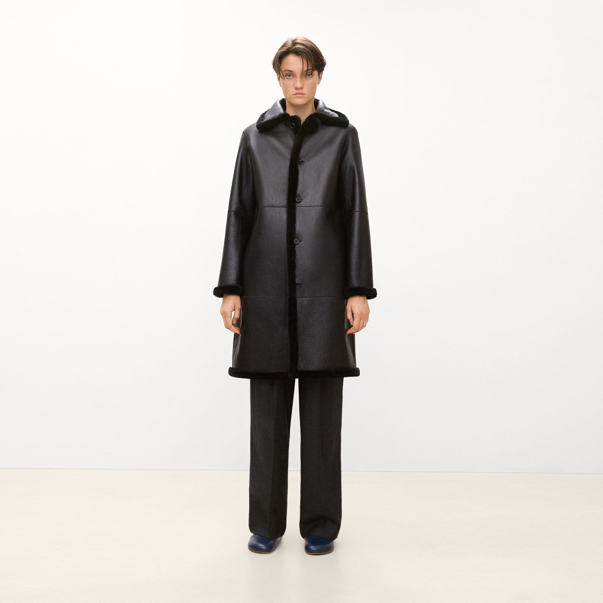 Reversible Trench Coat in Shearling