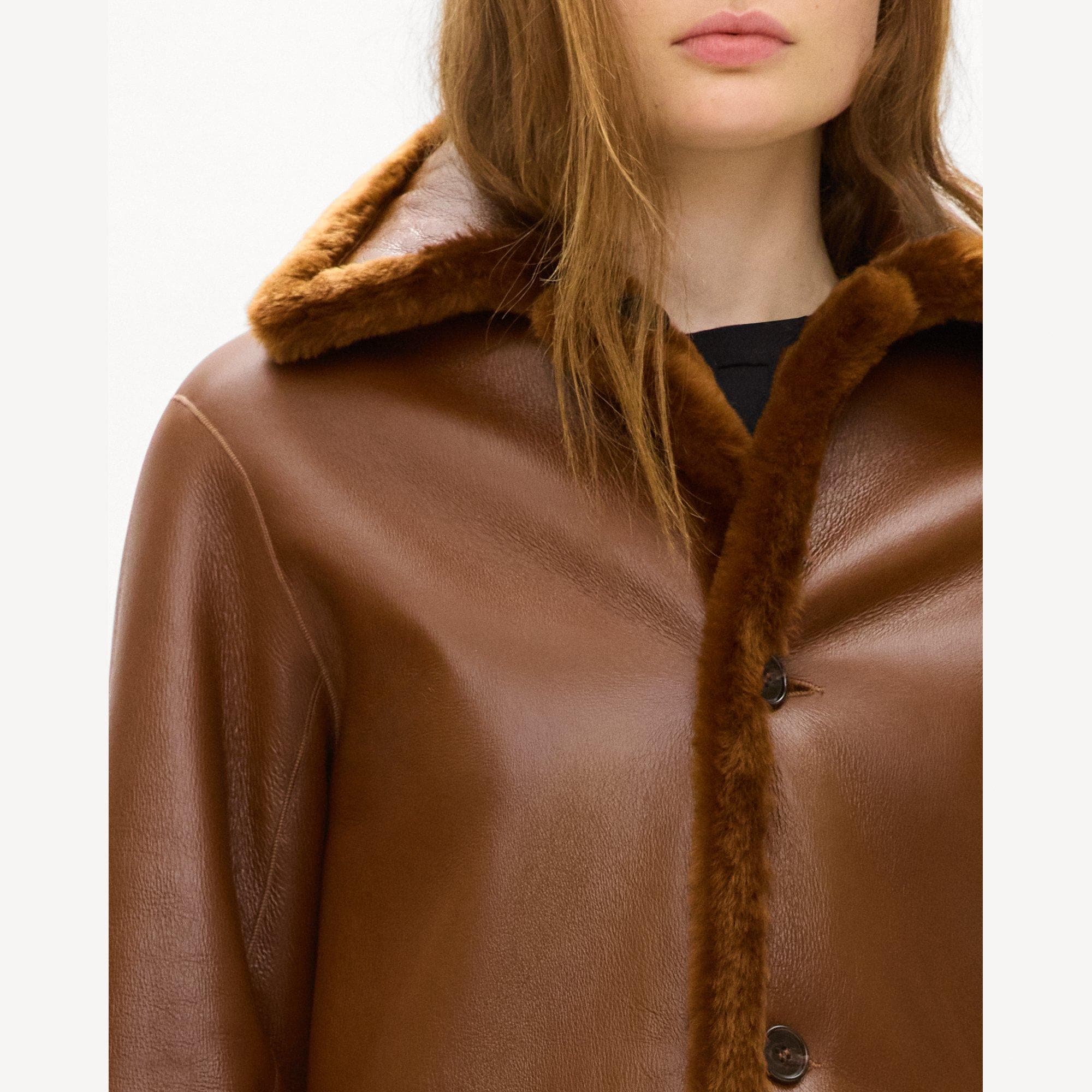 Reversible Trench Coat in Shearling