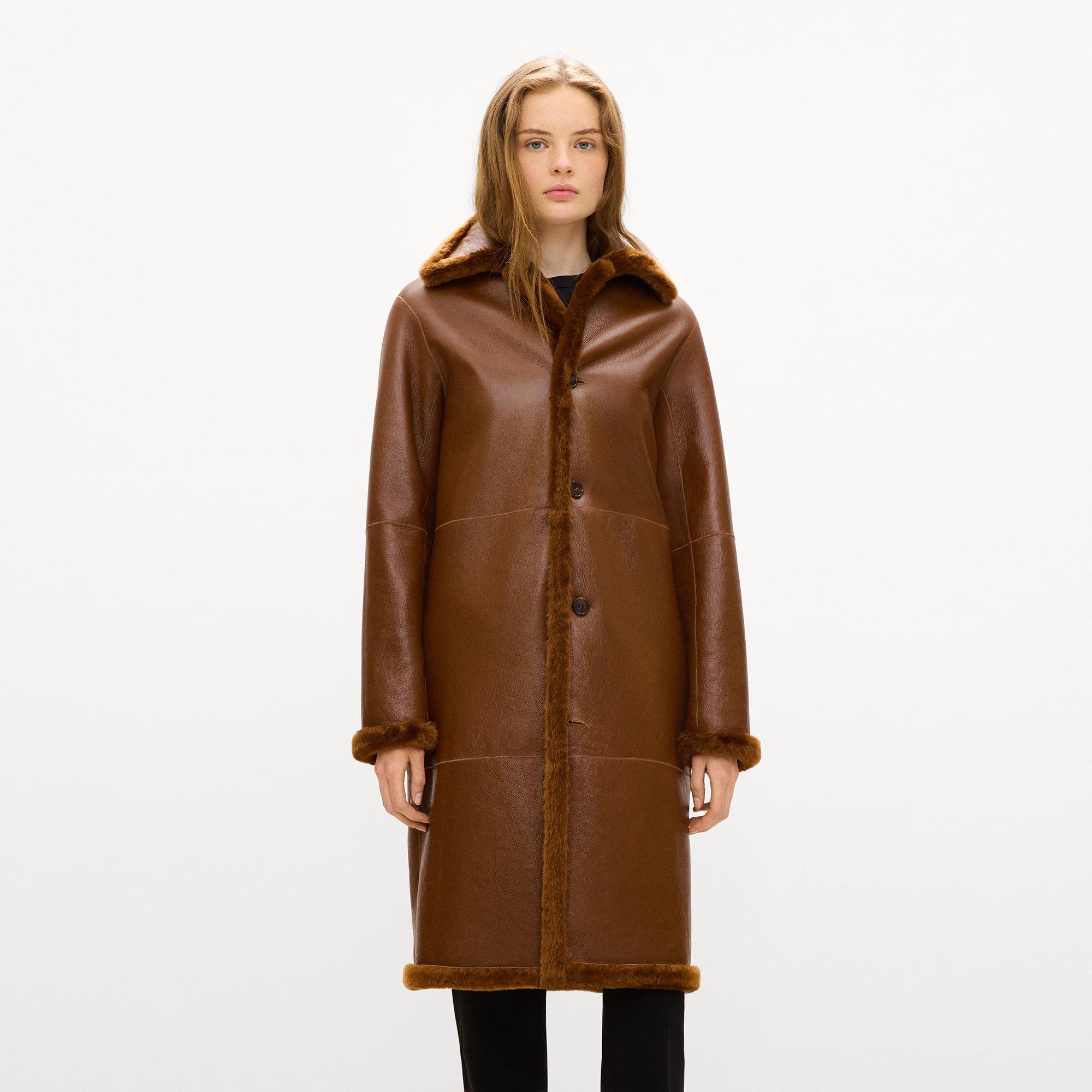 Reversible Trench Coat in Shearling