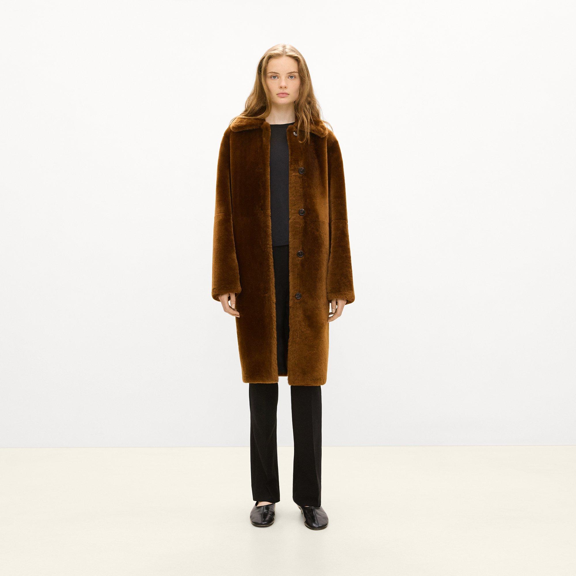 Reversible Trench Coat in Shearling
