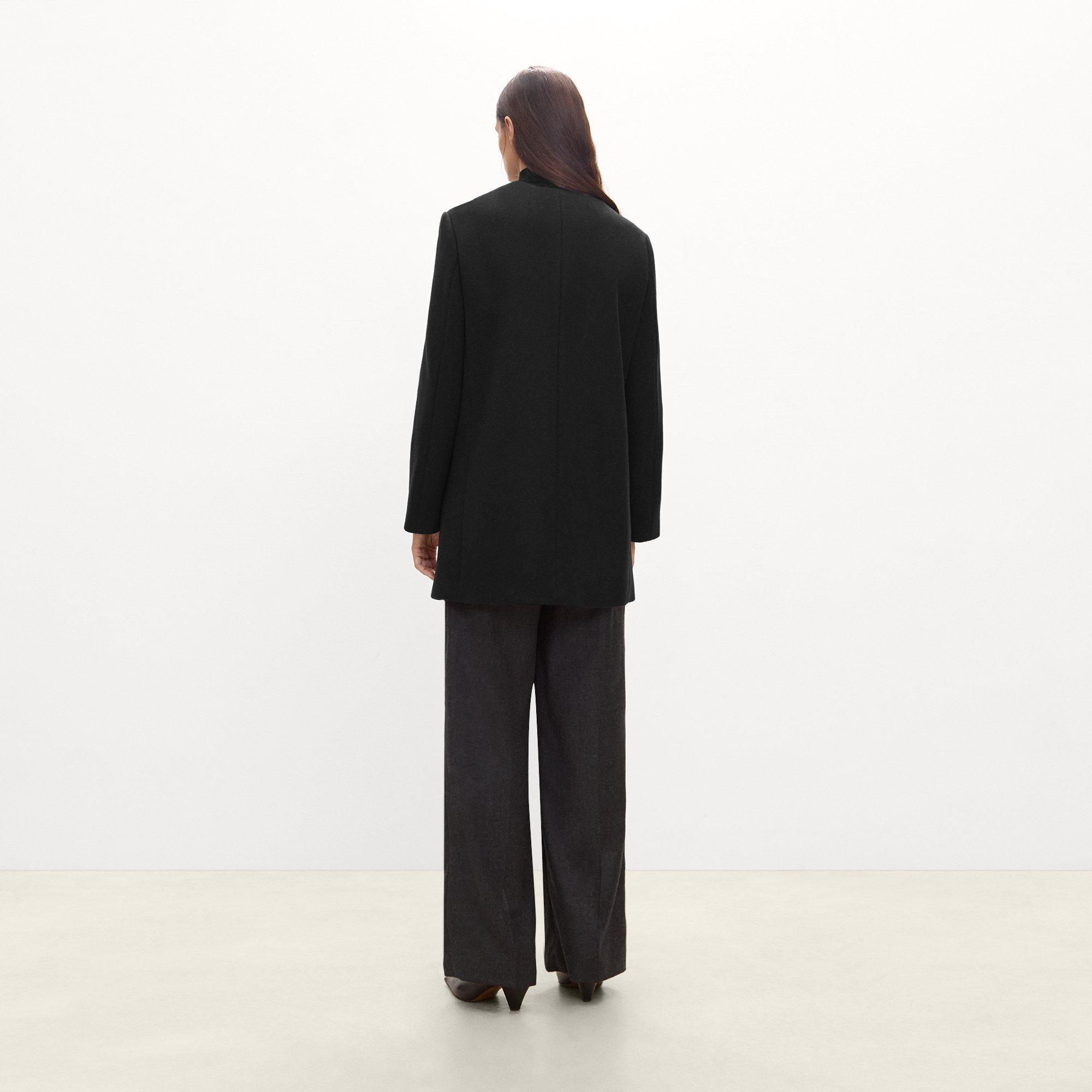 Collarless Coat in Plush Melton