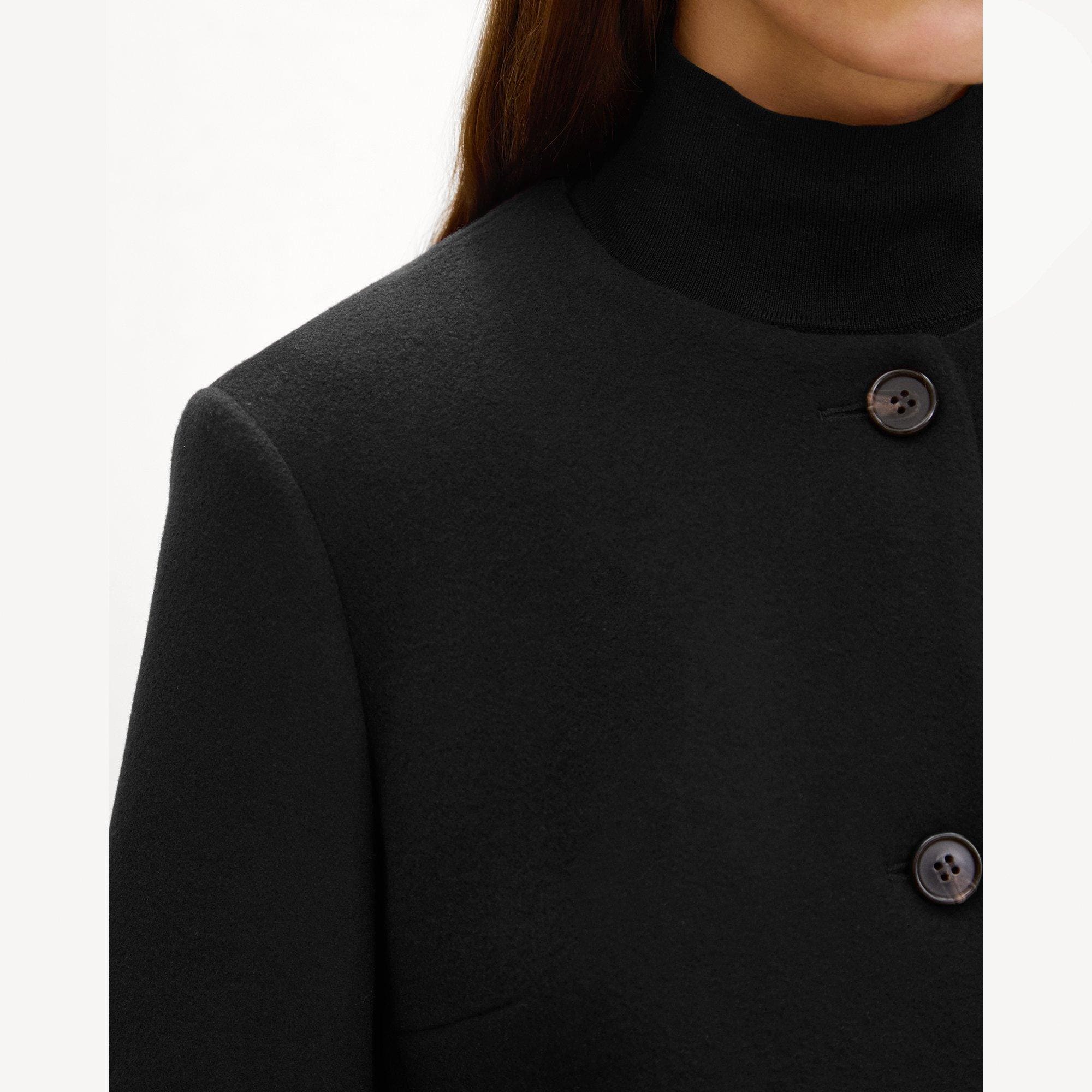 Collarless Coat in Plush Melton