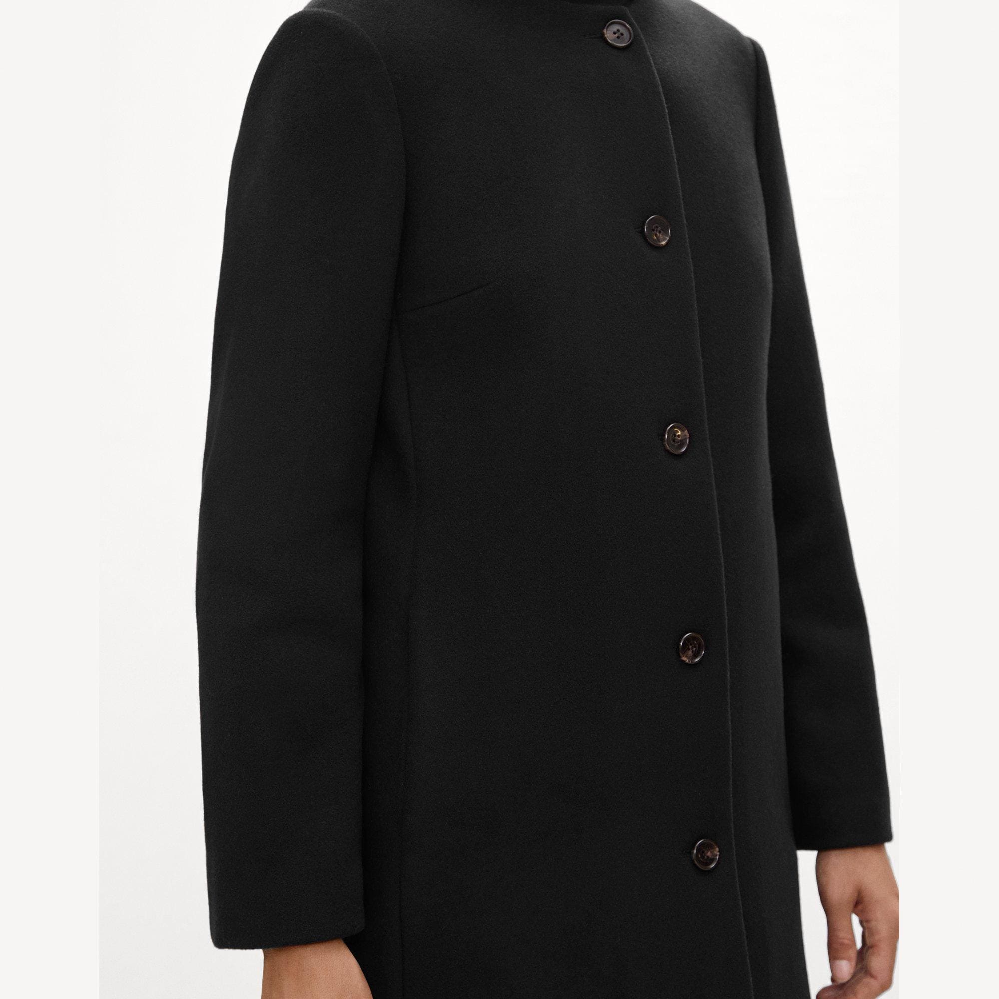 Collarless Coat in Plush Melton