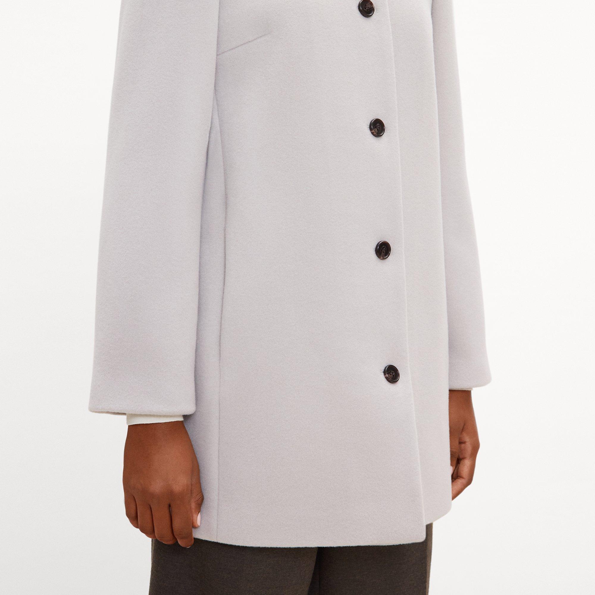 Collarless Coat in Plush Melton