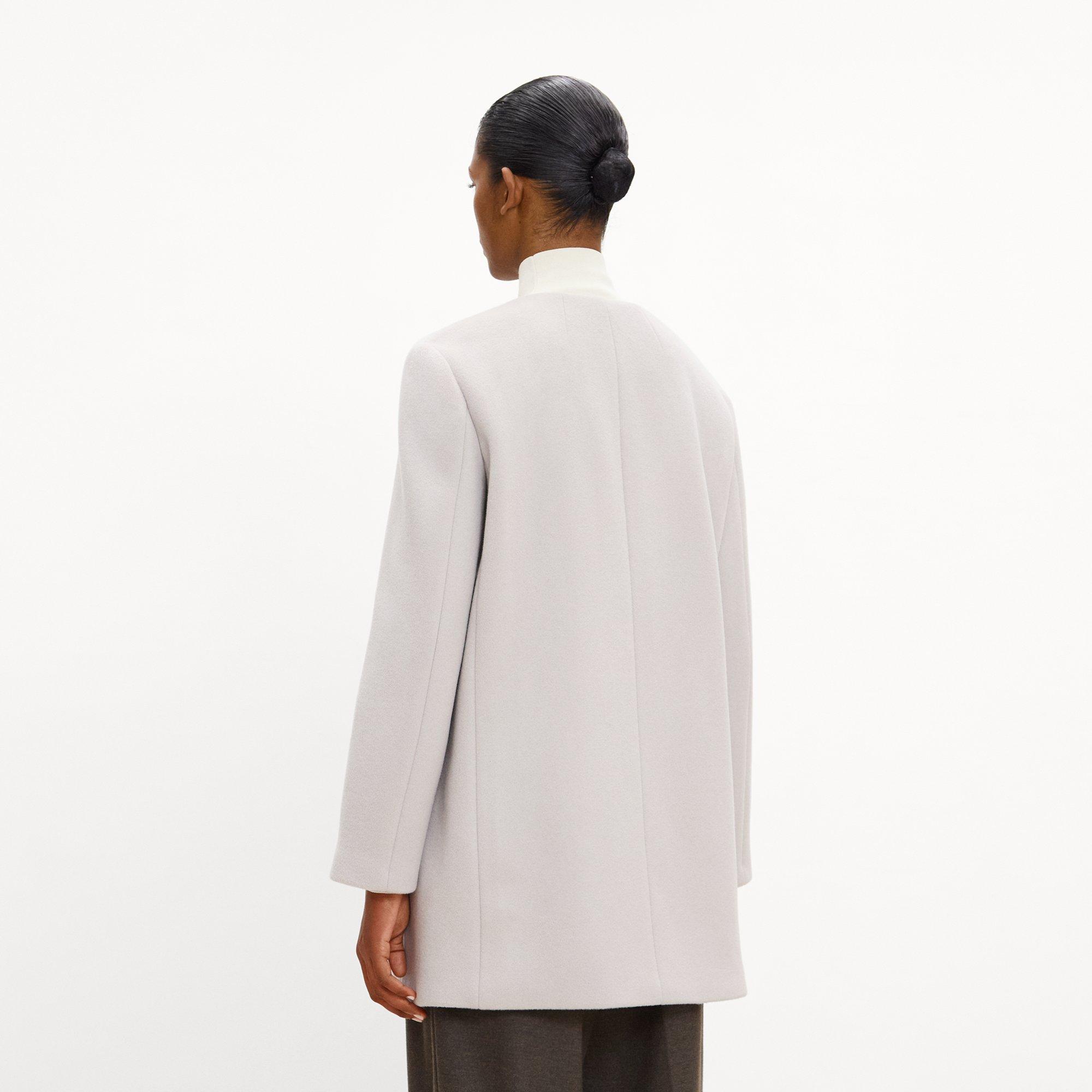 Collarless Coat in Plush Melton