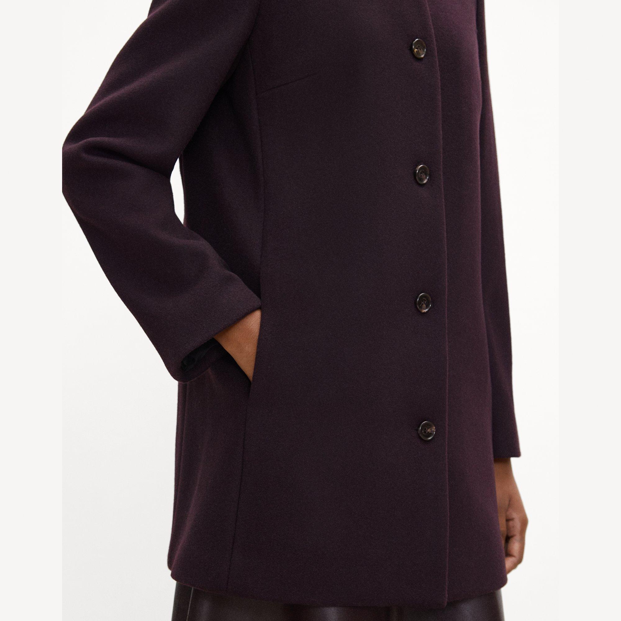 Collarless Coat in Plush Melton