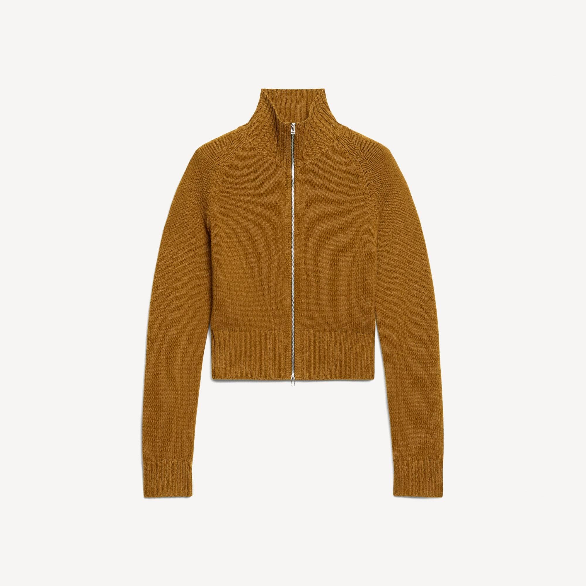 Raglan Zip Cardigan in Felted Wool-Cashmere