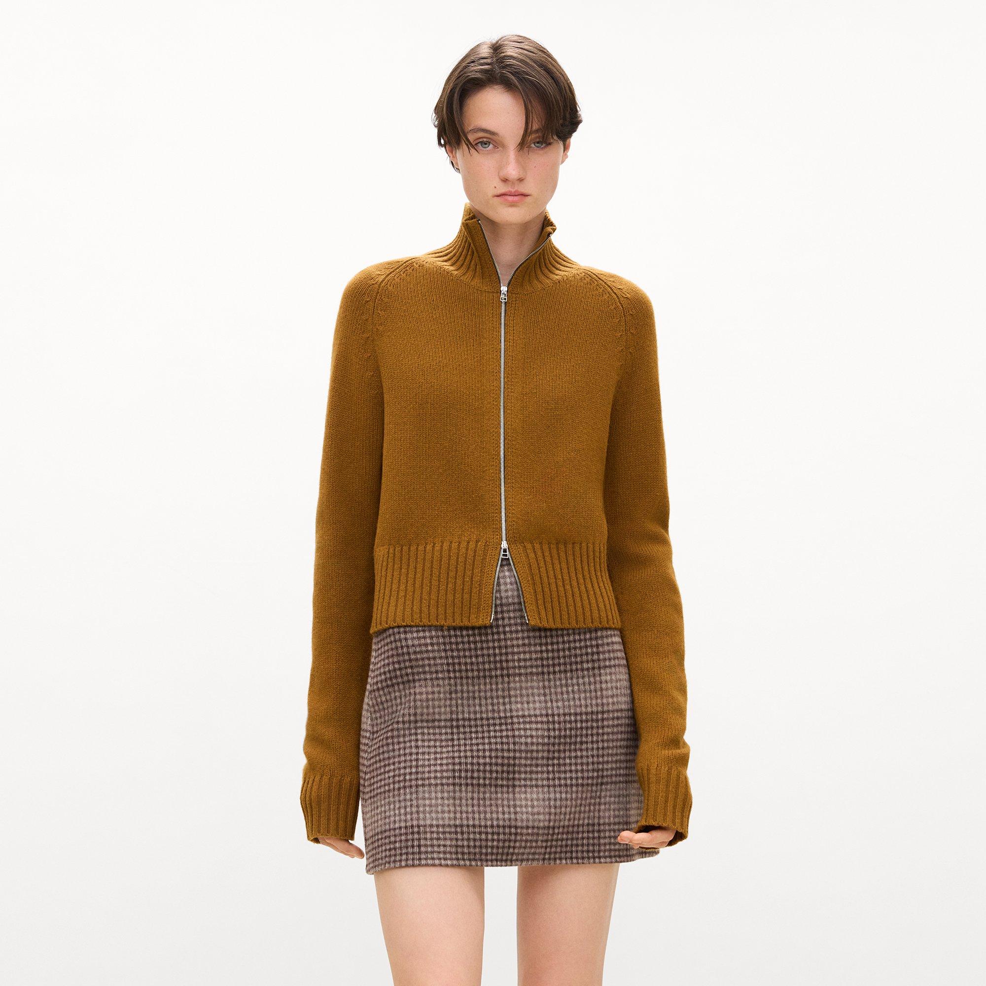 Raglan Zip Cardigan in Felted Wool-Cashmere