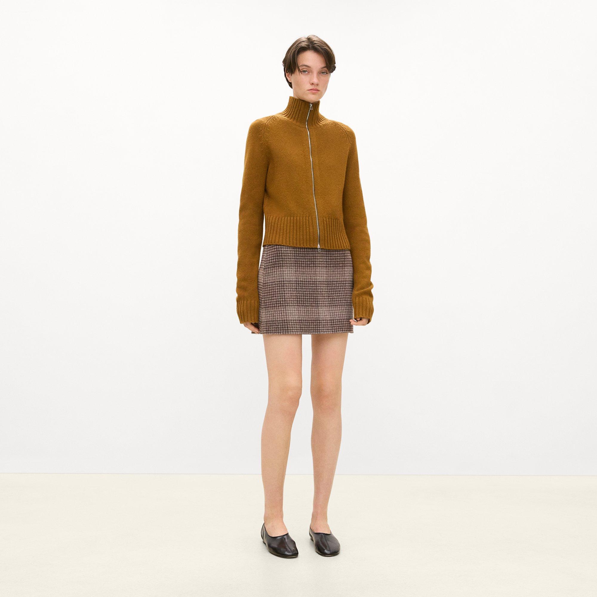 Raglan Zip Cardigan in Felted Wool-Cashmere