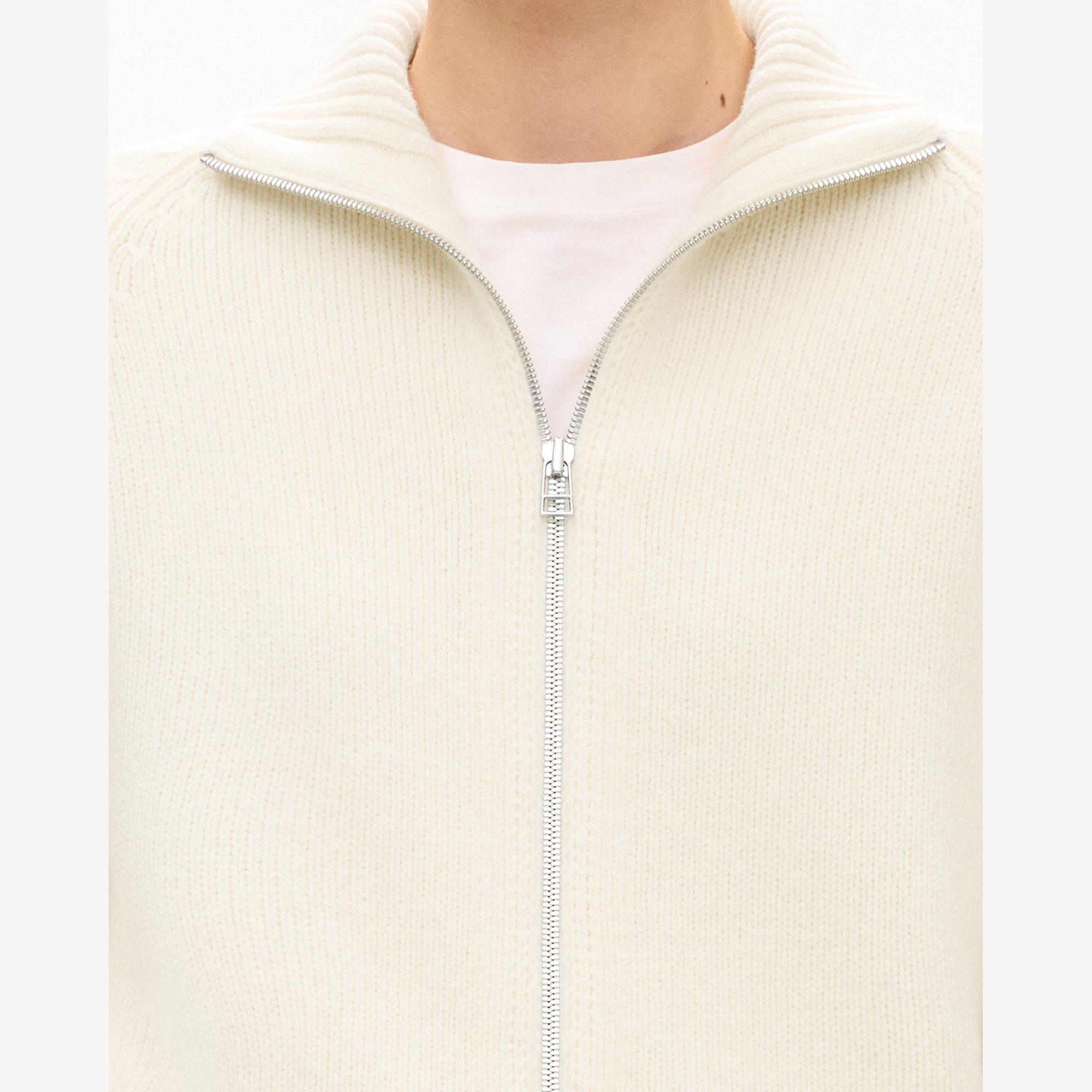 Raglan Zip Cardigan in Felted Wool-Cashmere