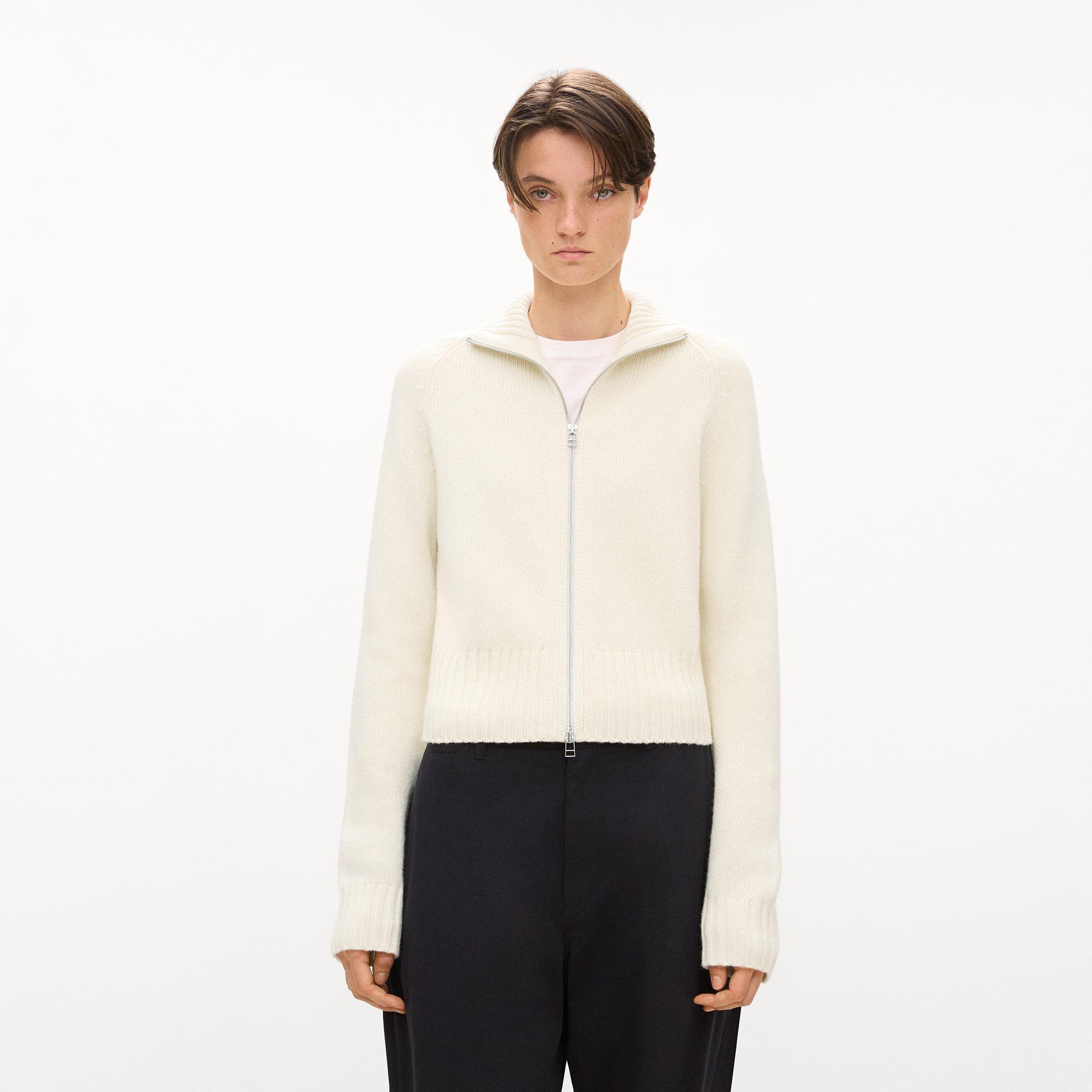 Raglan Zip Cardigan in Felted Wool-Cashmere