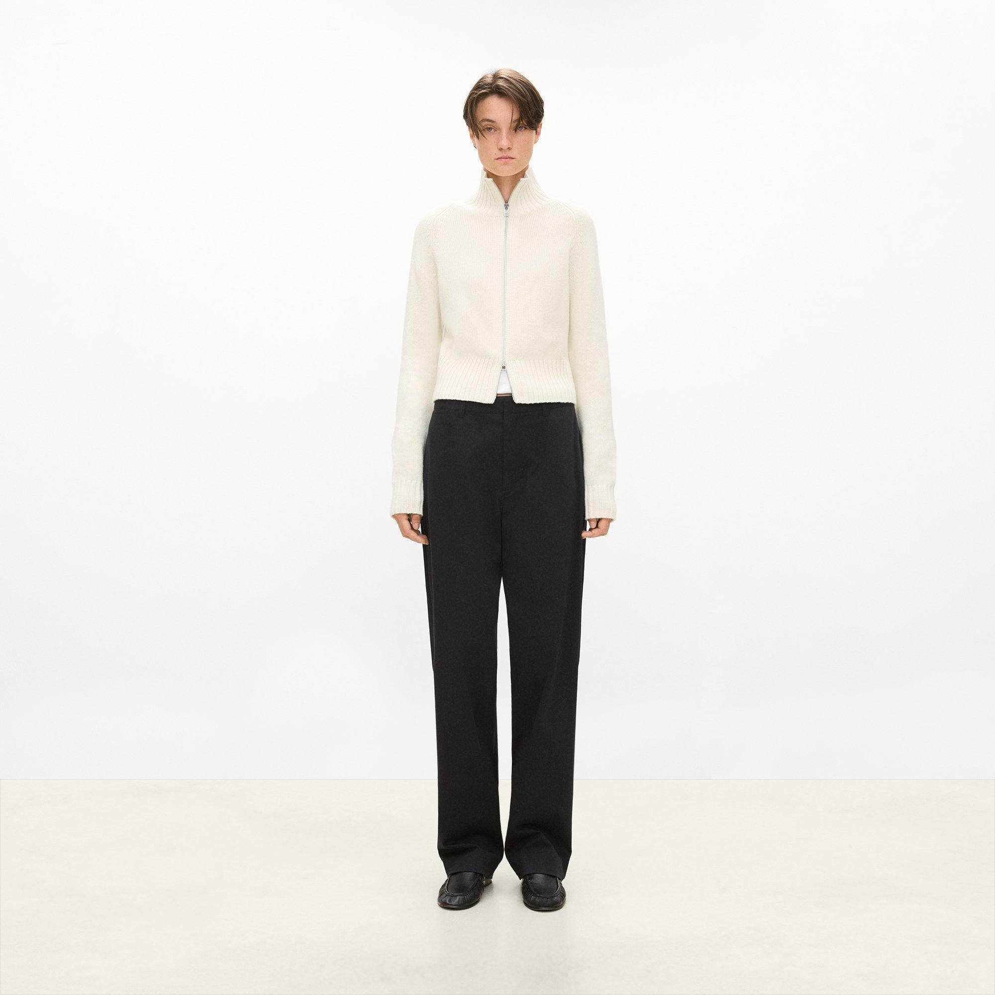Raglan Zip Cardigan in Felted Wool-Cashmere