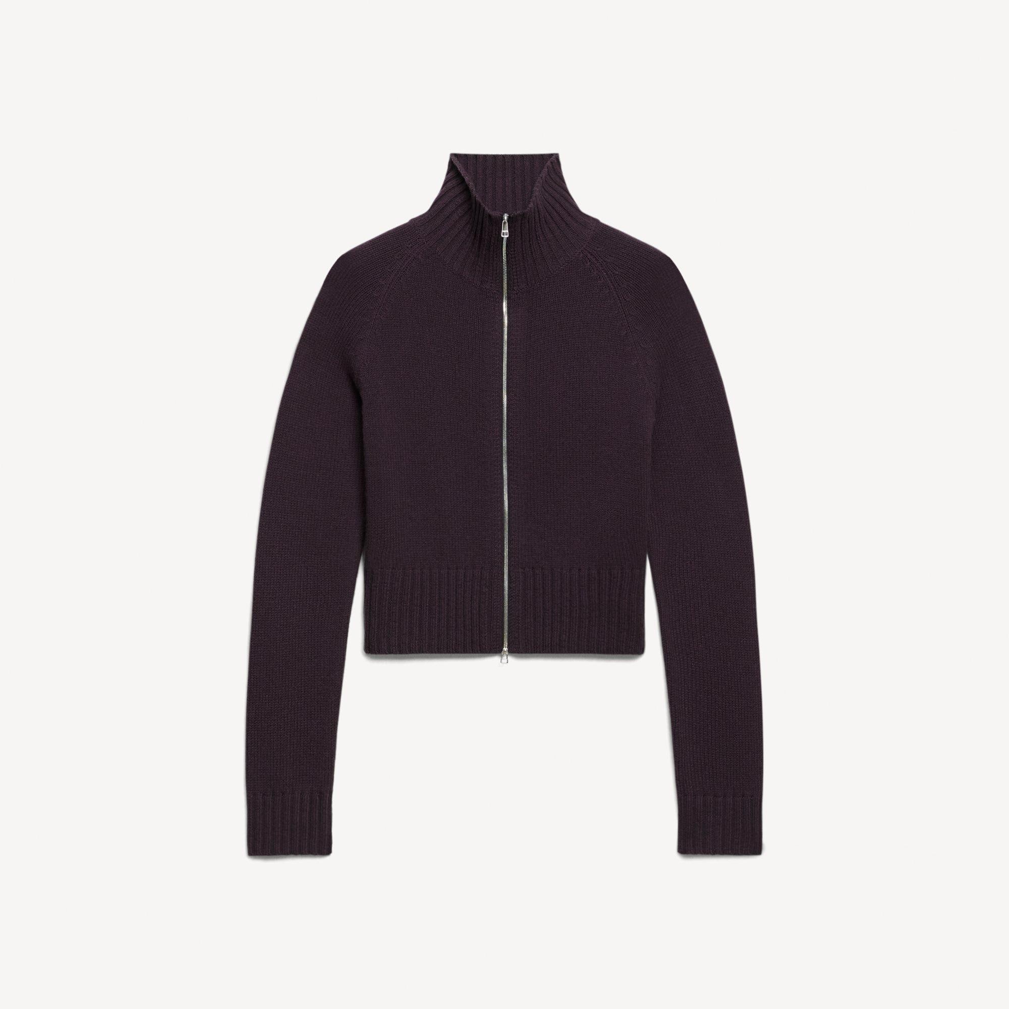 Raglan Zip Cardigan in Felted Wool-Cashmere