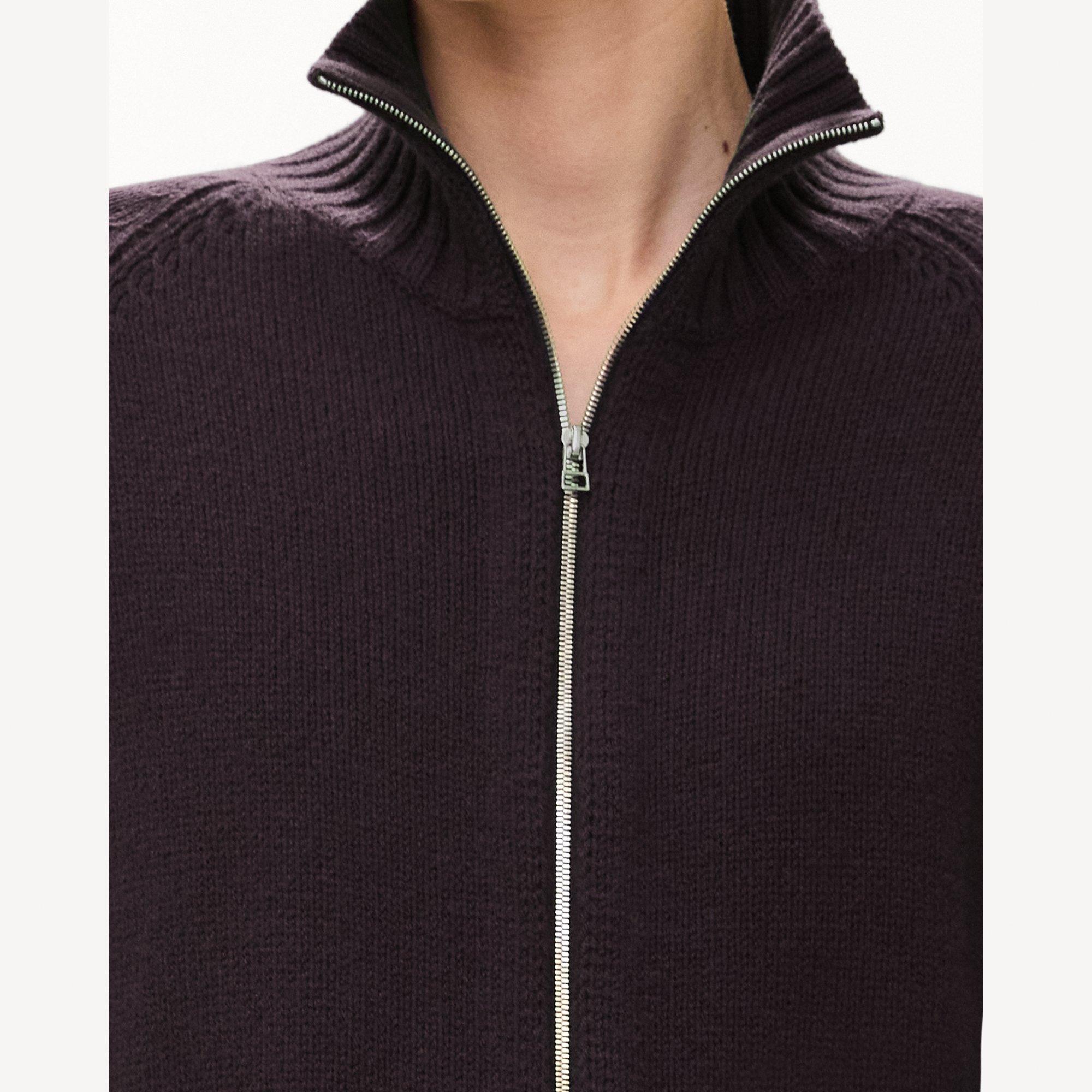 Raglan Zip Cardigan in Felted Wool-Cashmere